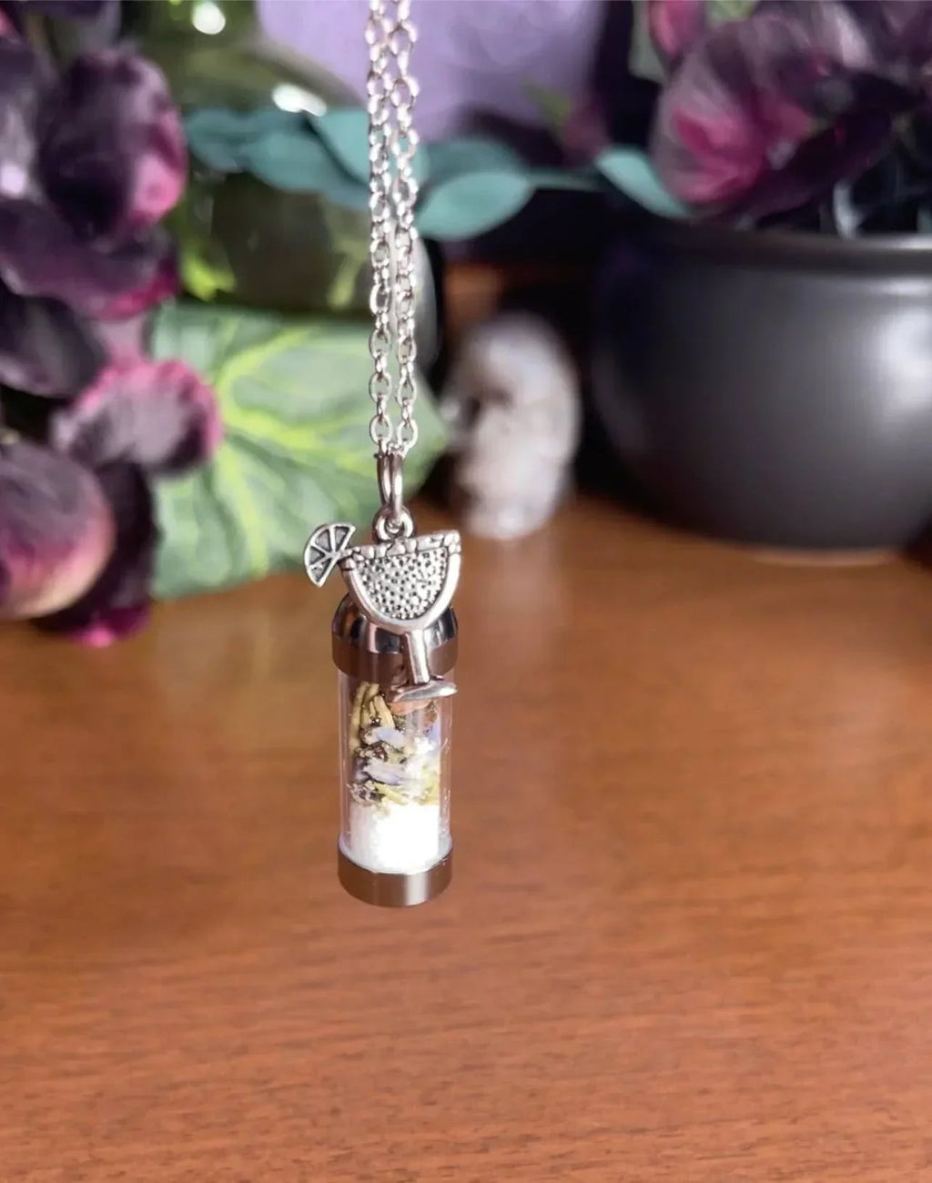 Practical Magic Spell Jar Necklace, Witchy Crystal Jewelry