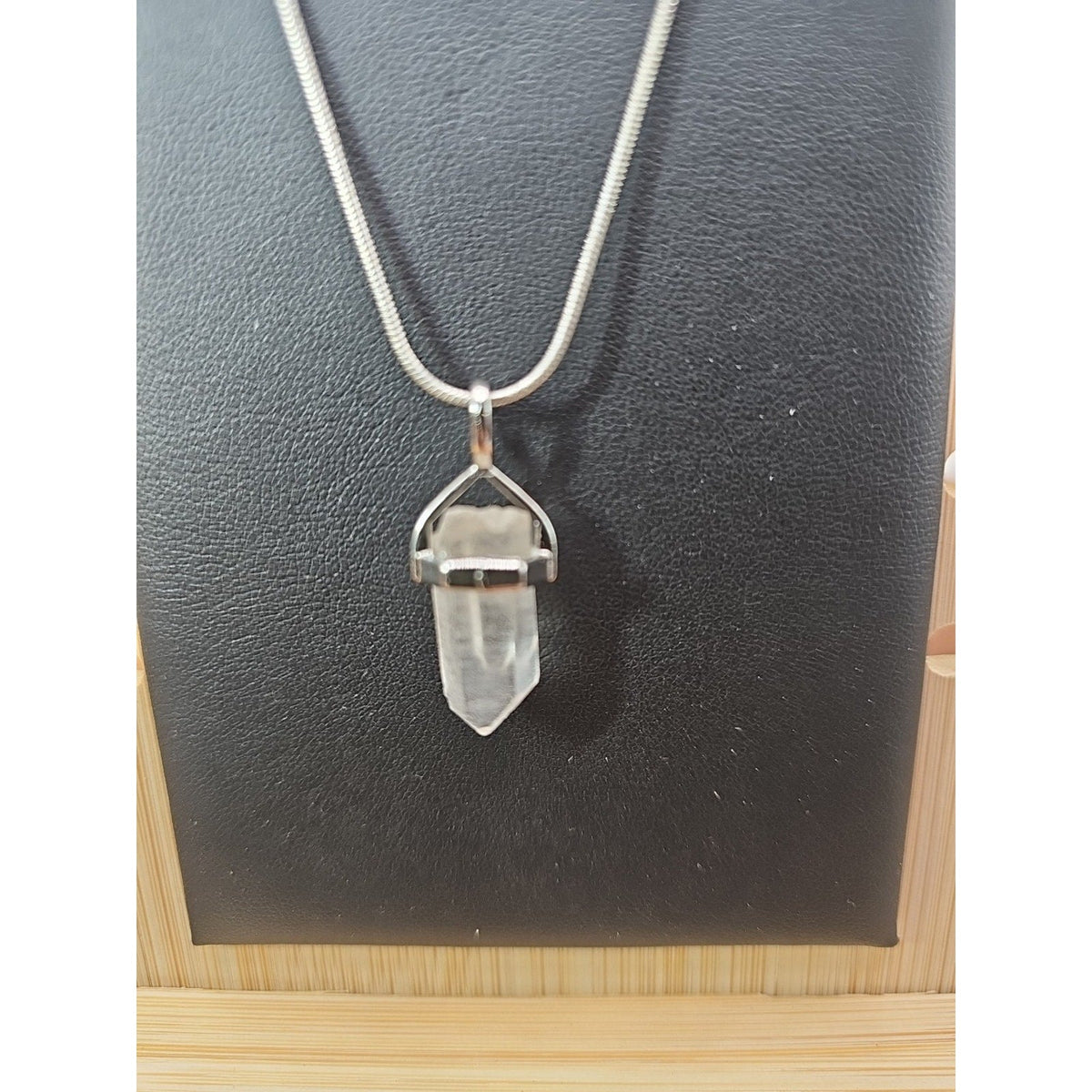 Handmade Quartz Crystal Necklace 16in 925 Silver Chain