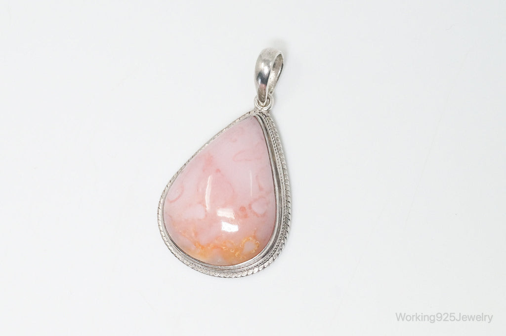 Vintage Large Pink Agate Sterling Silver Southwestern Necklace Pendant | Jewelry > Necklaces > Pendants | Wiccan Center