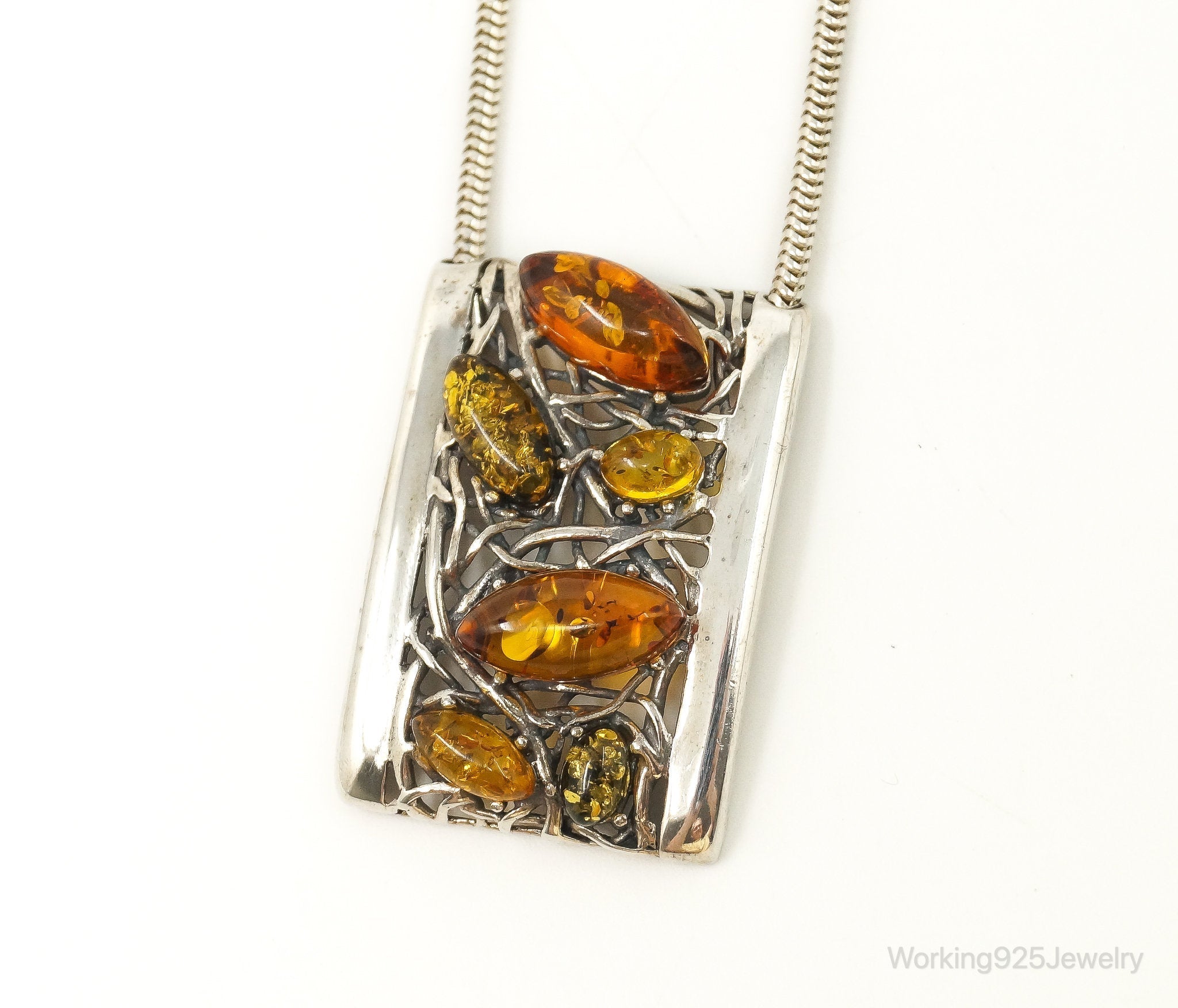 Vintage Multi Type Amber Sterling Silver Necklace | Jewelry > Necklaces > Pendants | Wiccan Center