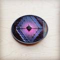 **Rope Edge Magenta Navajo Leather Belt Buckle 907L