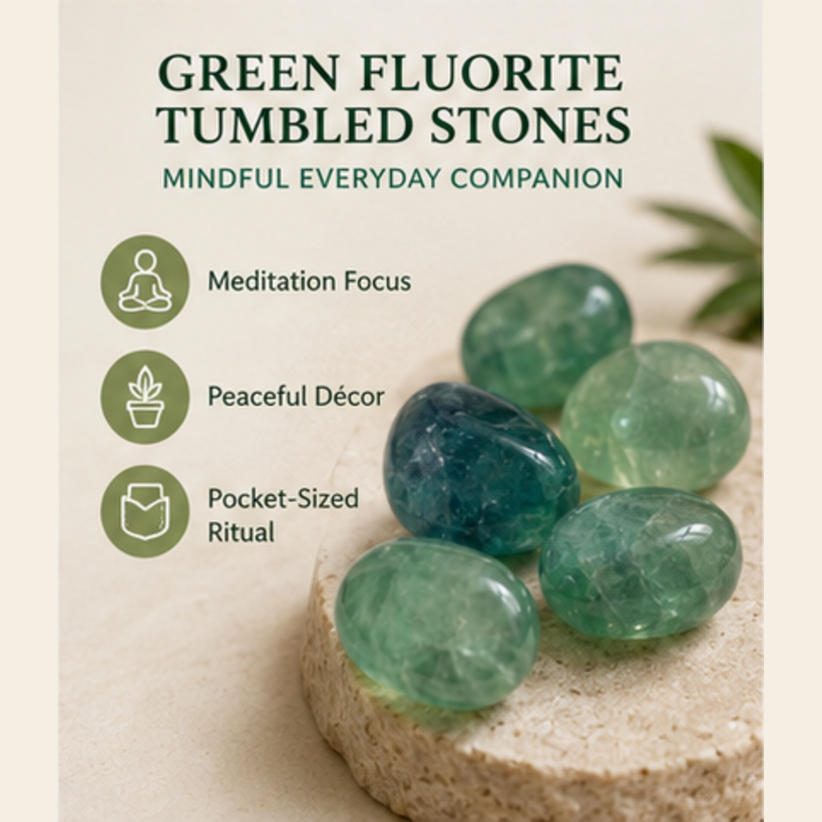 Green Fluorite Tumbled Crystals (Bring Balance and Clearing)