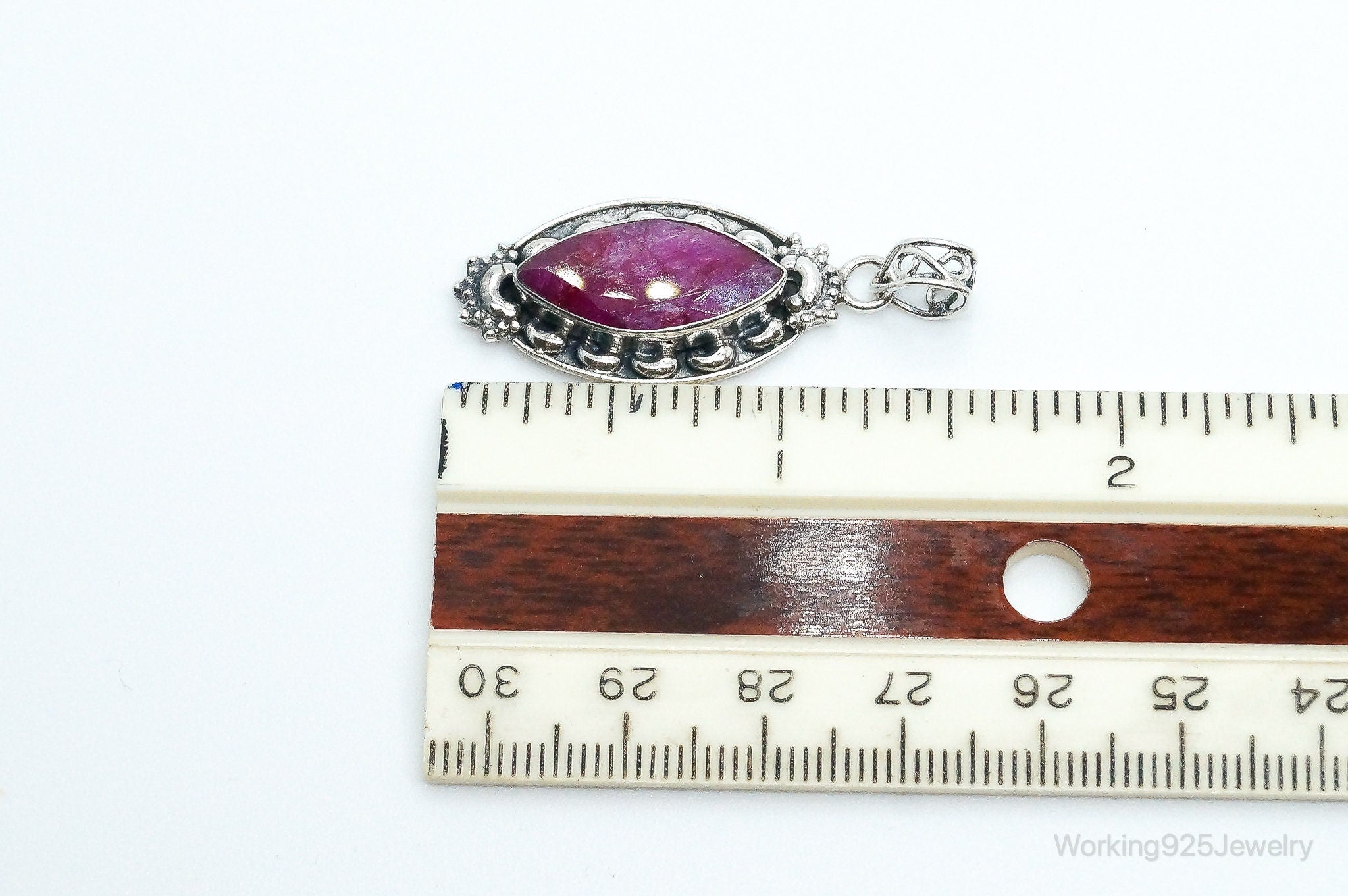 Vintage Large Natural Ruby Sterling Silver Pendant | Jewelry > Necklaces > Pendants | Wiccan Center
