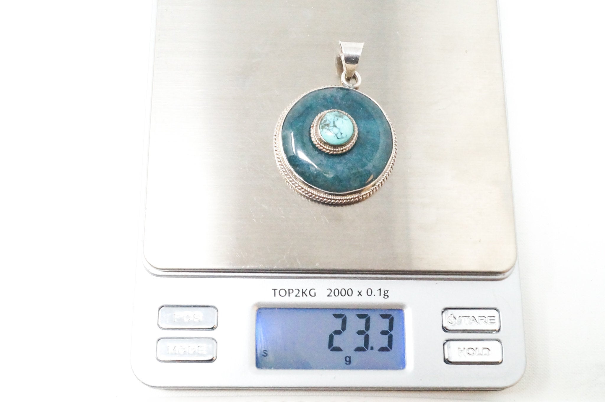 Vintage Southwest Style Turquoise Sterling Silver Necklace Pendant | Jewelry > Necklaces > Pendants | Wiccan Center
