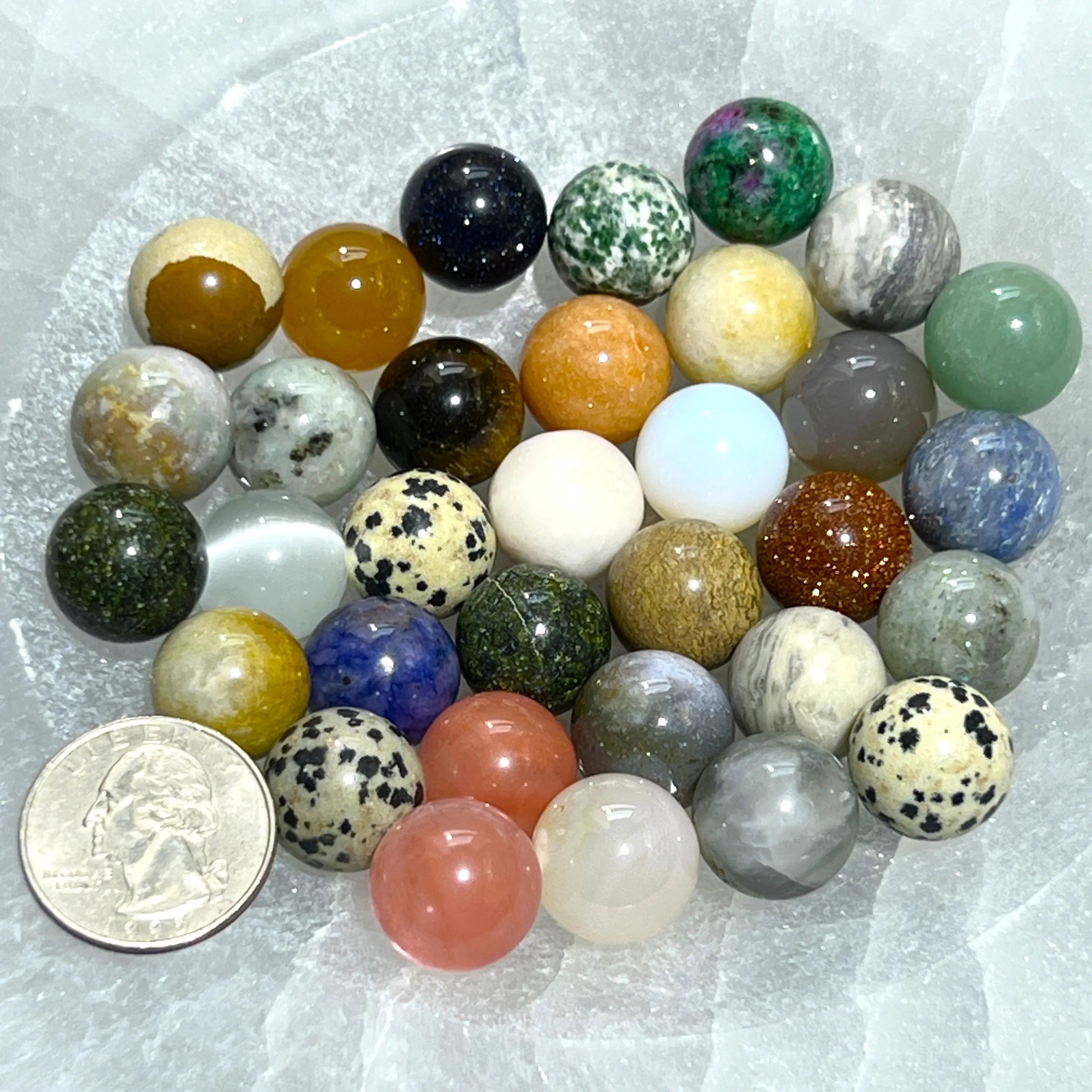 Mixed Crystal Spheres Small Marble Size (15mm) Carving | Home & Living > Home Decor > Home Accents > Rocks & Geodes | Wiccan Center