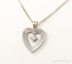 Vintage Diamond Heart Sterling Silver Necklace | Jewelry > Necklaces > Pendants | Wiccan Center