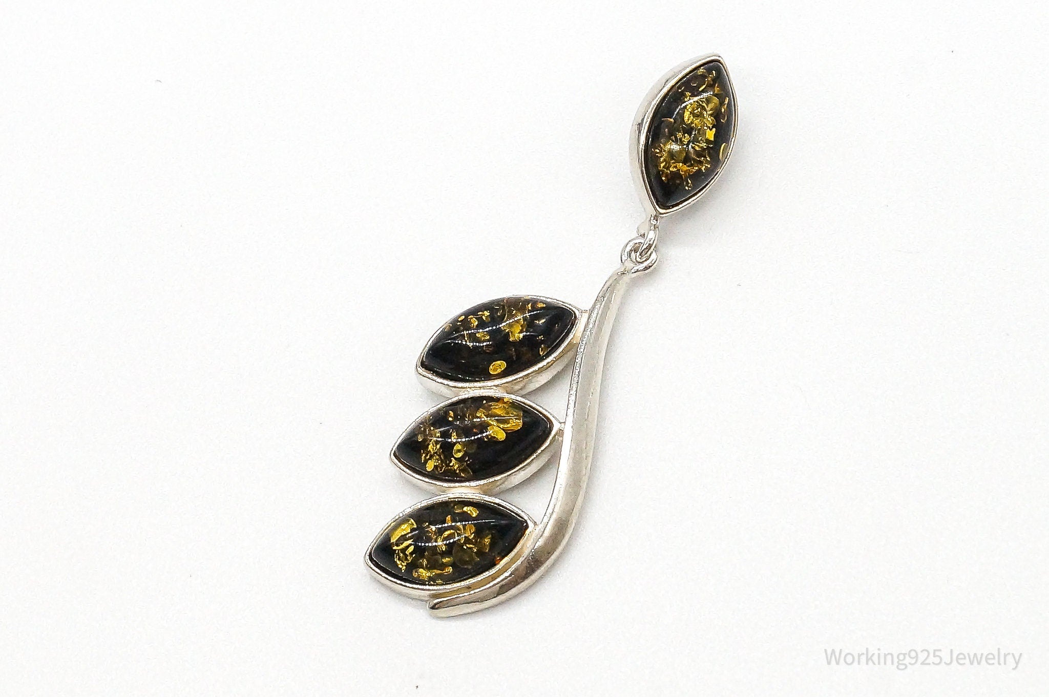 Vintage Amber Modernist Sterling Silver Necklace Pendant | Jewelry > Necklaces > Pendants | Wiccan Center