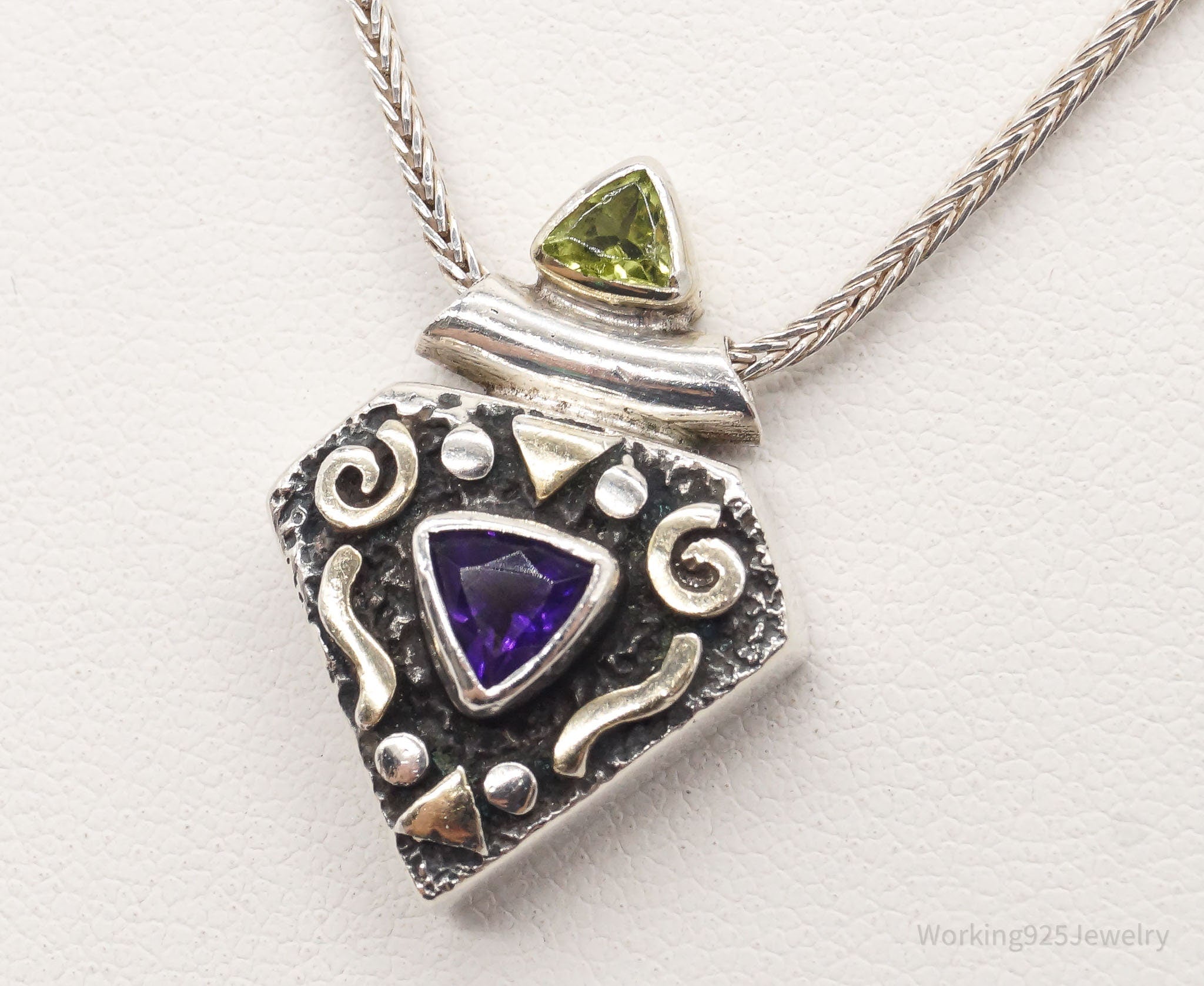 Vintage Amethyst Peridot Sterling Silver Necklace | Jewelry > Necklaces > Pendants | Wiccan Center