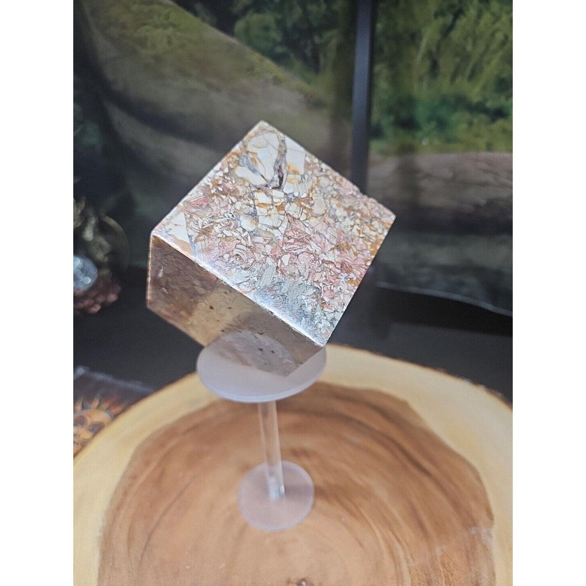 2.83LB 1Pcs Natural Ocean Jasper Onyx Quartz Crystal Geode Square Heptahedron