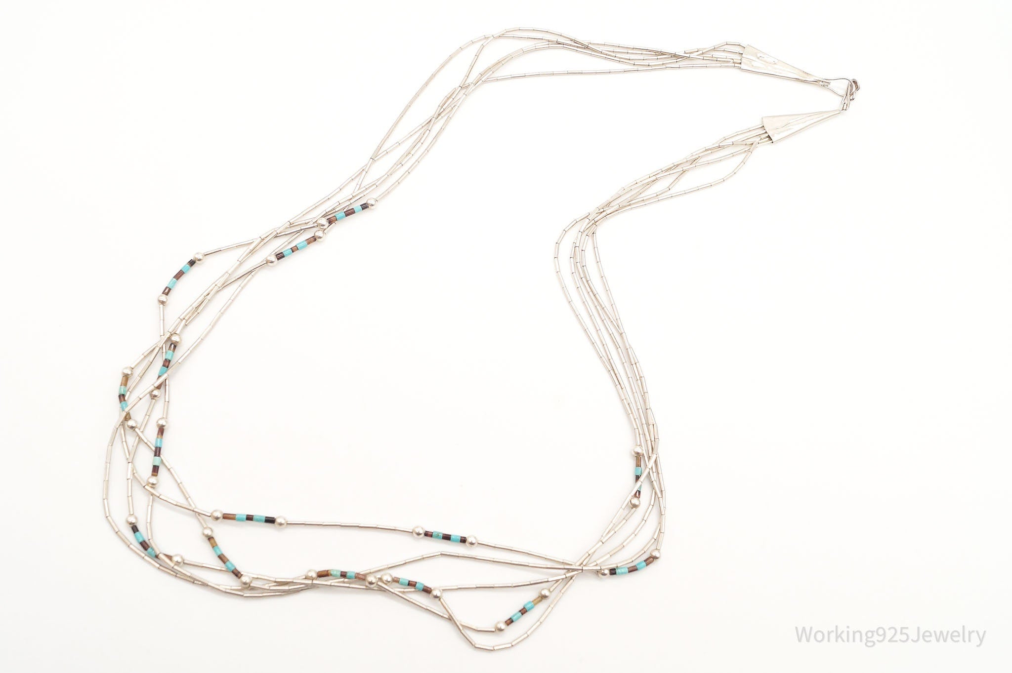 Vintage Native American Multi Gemstone Bead Sterling Silver Chain Necklace | Jewelry > Necklaces | Wiccan Center