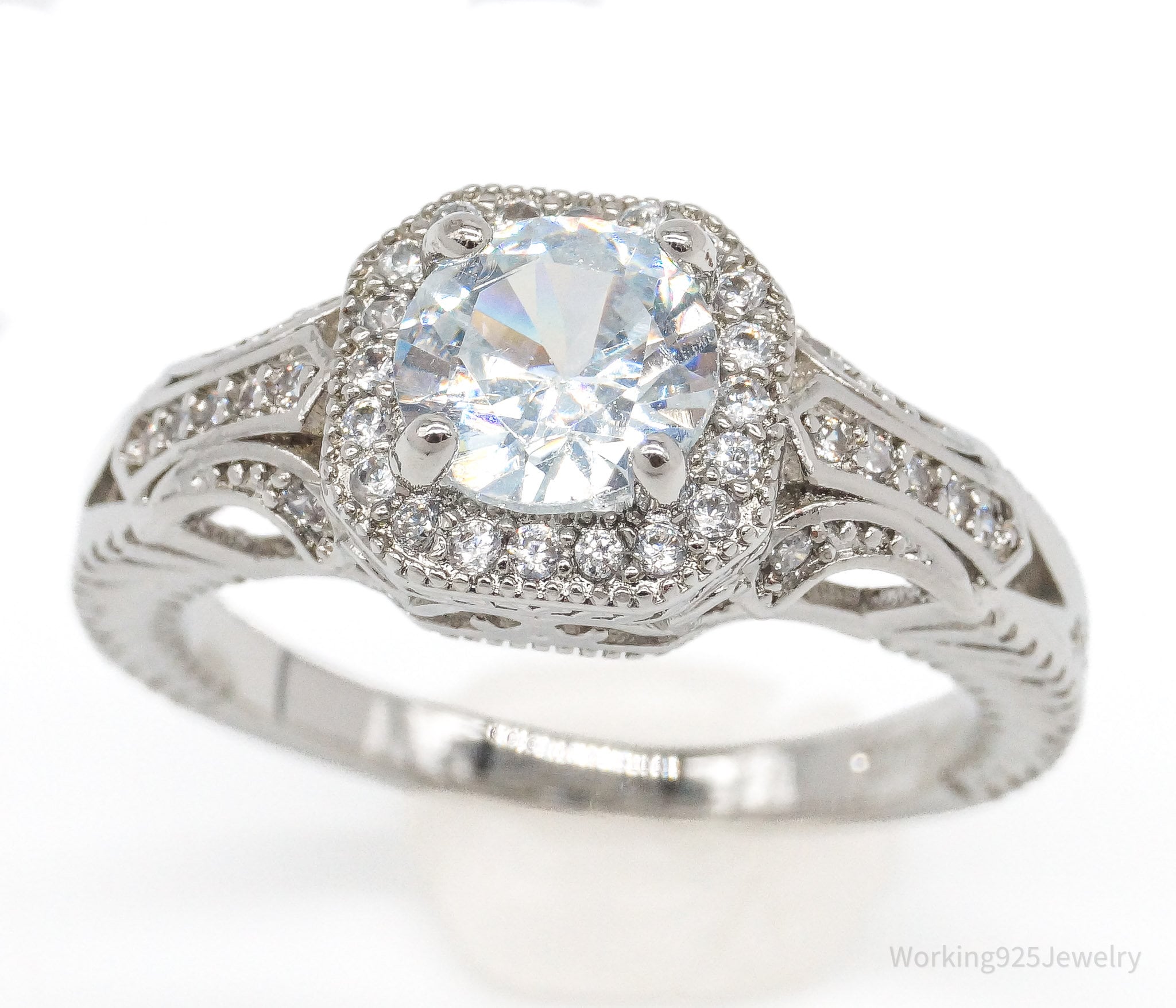 Vintage Cubic Zirconia Sterling Silver Ring - Size 8.75 | Jewelry > Rings | Wiccan Center