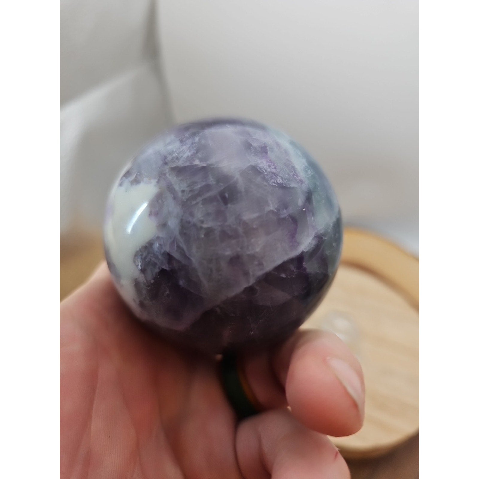 1.09lb Natural Rainbow Fluorite Quartz Crystal Sphere Ball Polished | Crystal Spheres & Eggs | Wiccan Center