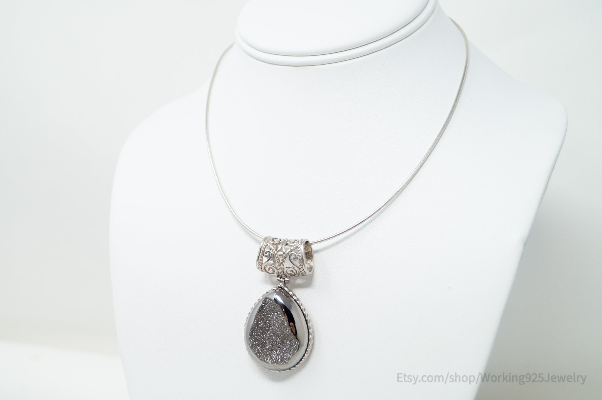 Vintage Designer Large Hematite Scroll Sterling Silver Necklace | Jewelry > Necklaces | Wiccan Center