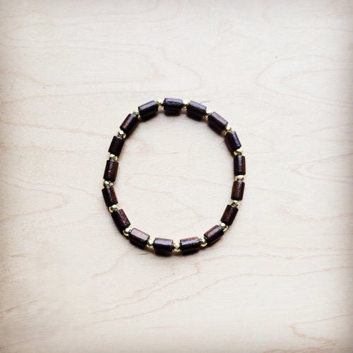 **Wood with gold accent beaded bracelet 807ss | Bracelet | Wiccan Center