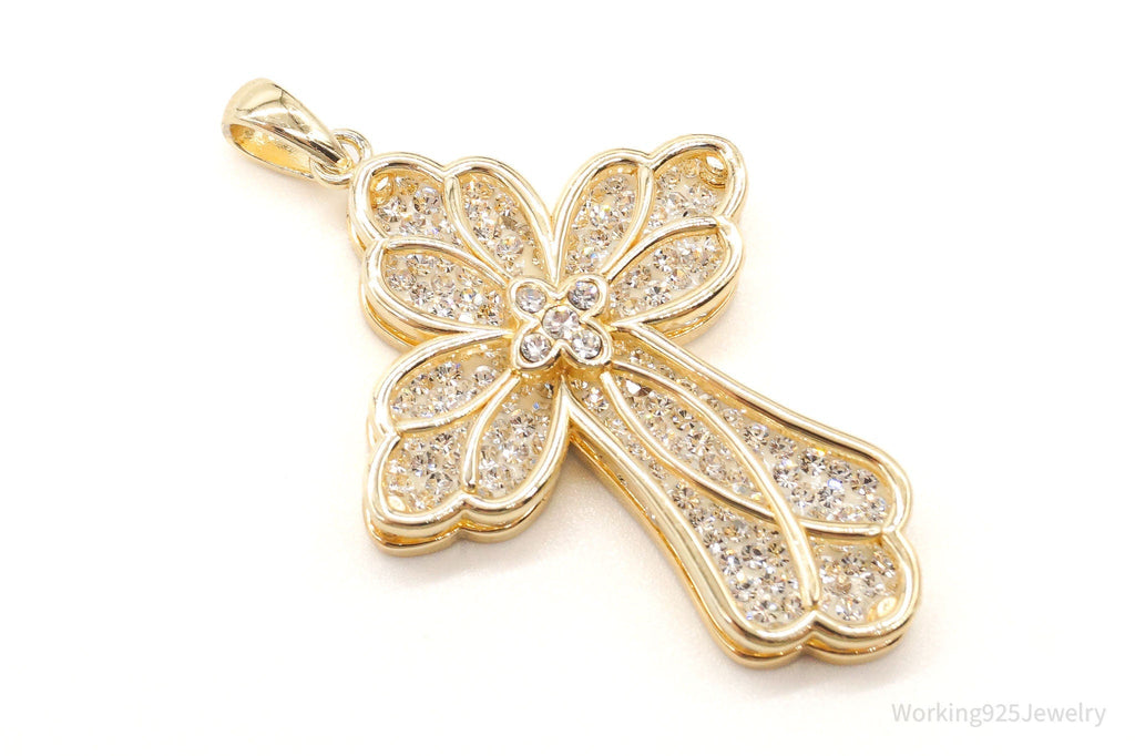 Large Designer JCM Swarovski Crystal Gold Vermeil Cross Sterling Silver Pendant | Jewelry > Necklaces > Pendants | Wiccan Center