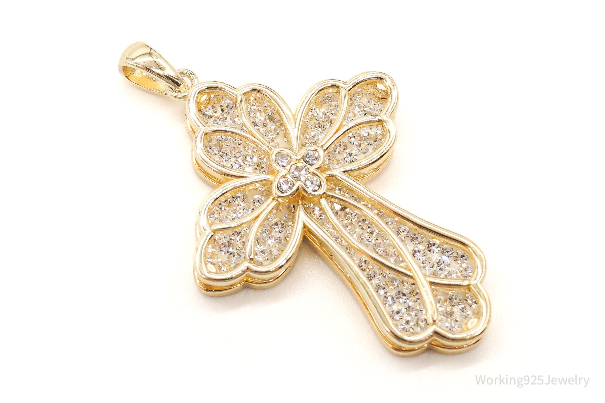 Large Designer JCM Swarovski Crystal Gold Vermeil Cross Sterling Silver Pendant | Jewelry > Necklaces > Pendants | Wiccan Center