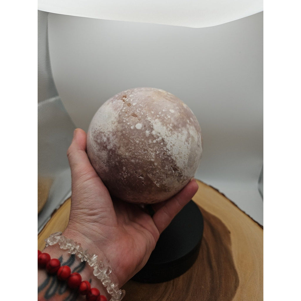 6.55lbs Natural Cherry Blossom Agate Sphere Quartz Crystal Ball | Crystal Spheres & Eggs | Wiccan Center