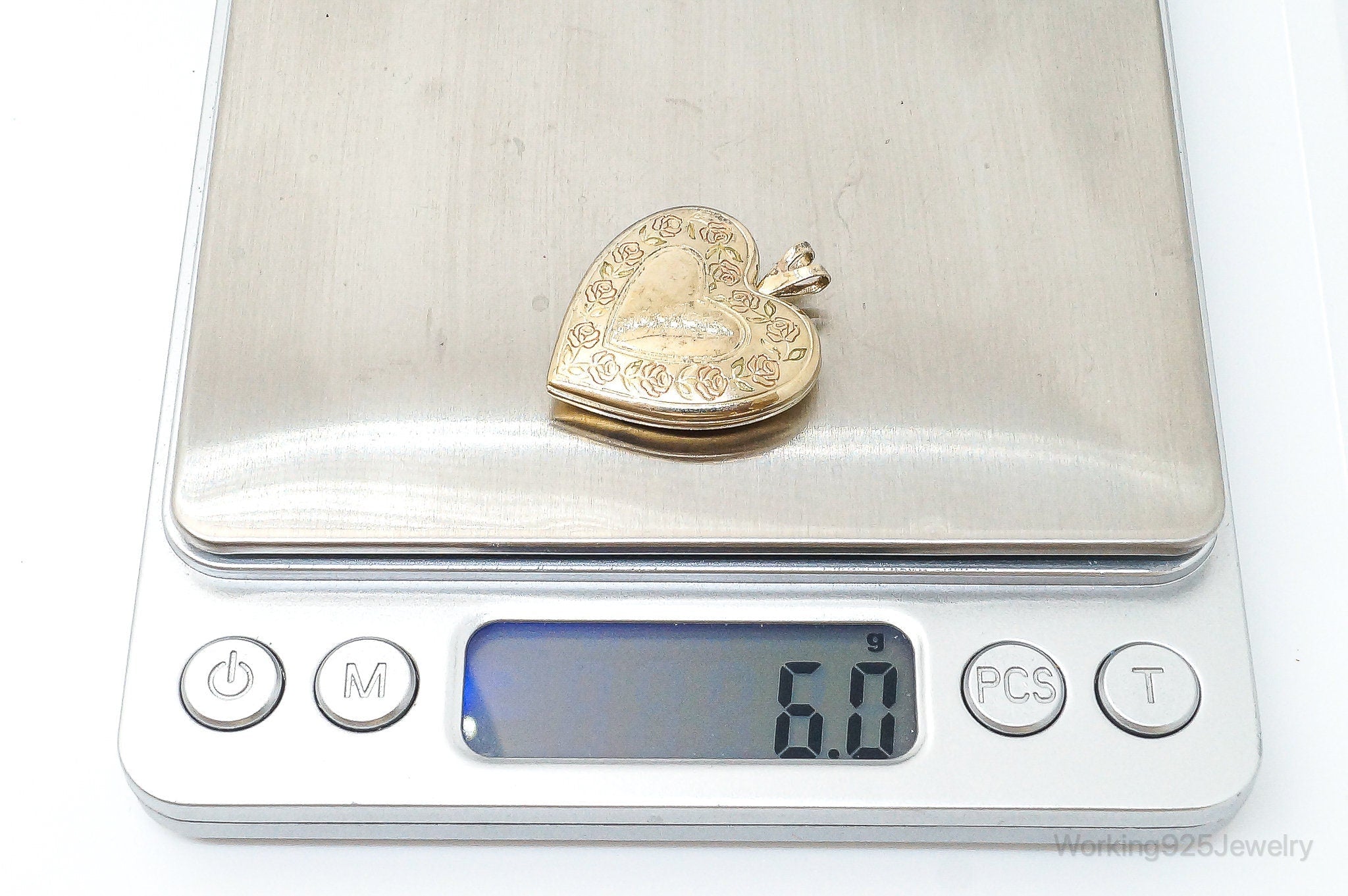 Antique GF Rose Etched Sterling Silver Heart Picture Locket Pendant | Jewelry > Necklaces > Pendants | Wiccan Center