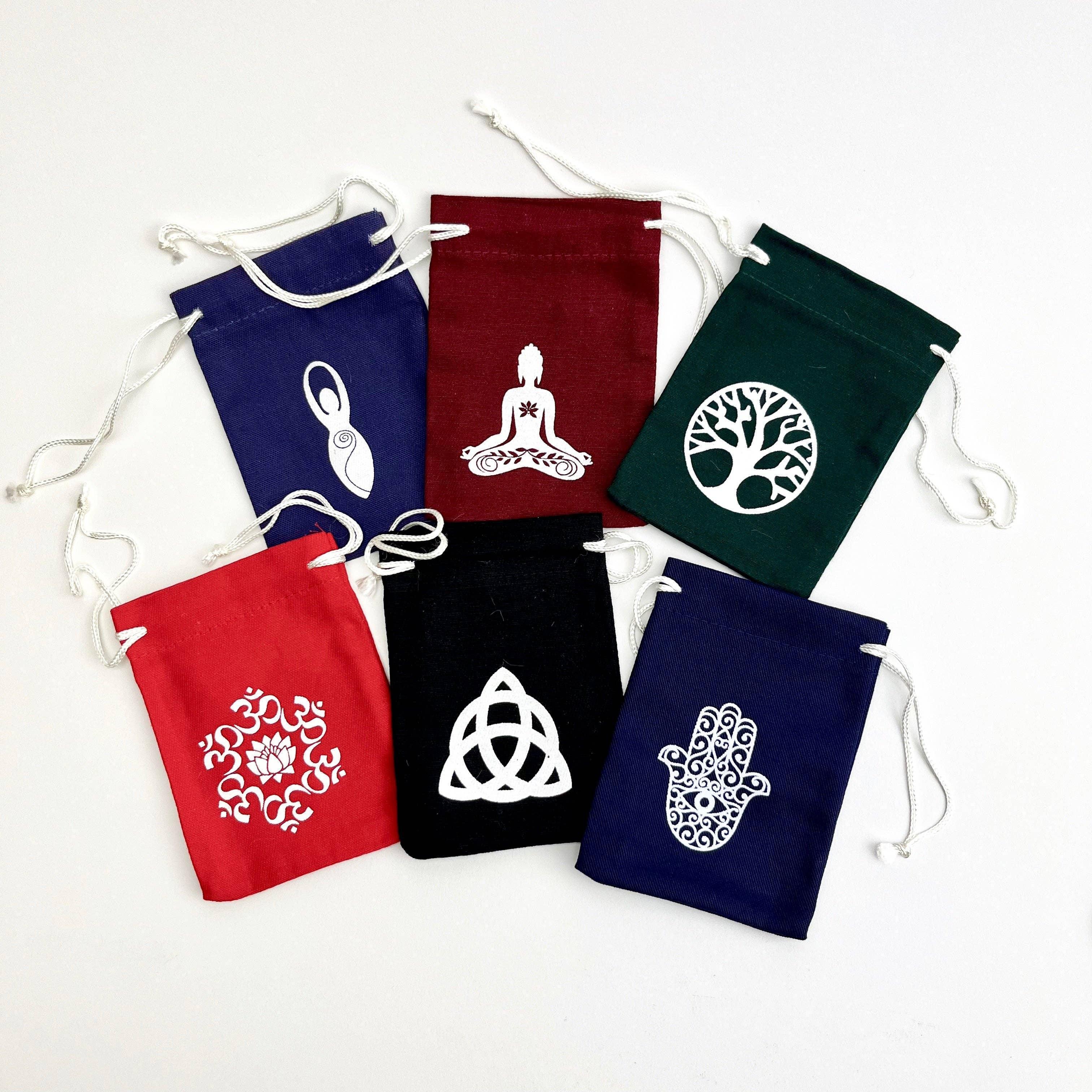 Small Stone Drawstring Bag with Design