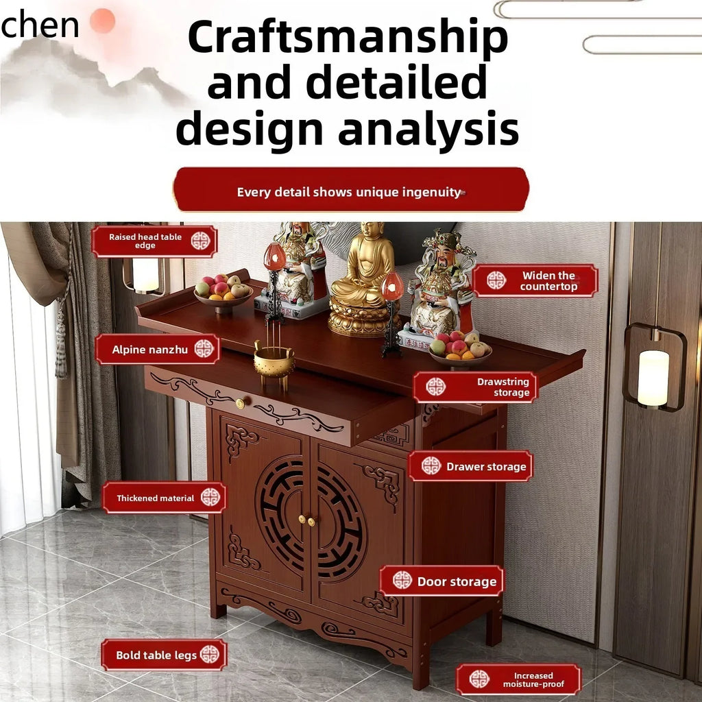 Standing Cabinet Altar – Buddha Table & Home Incense Offering Stand