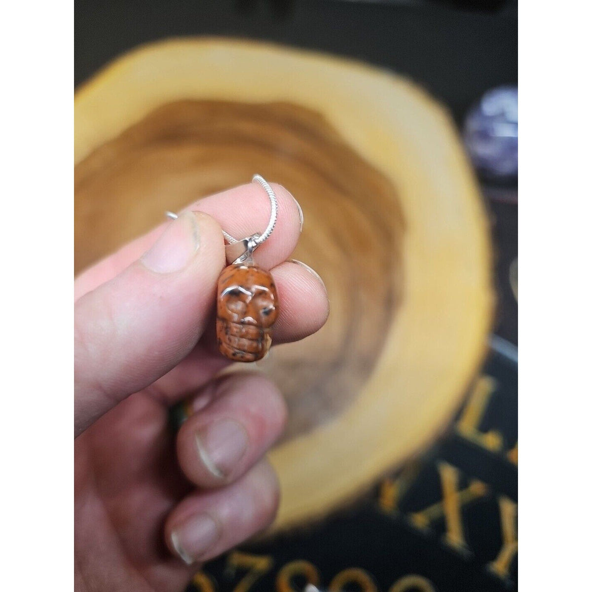 Agate Skull Necklace W/ Sterling Silver 16in Chain | Crystal Jewelry | Wiccan Center