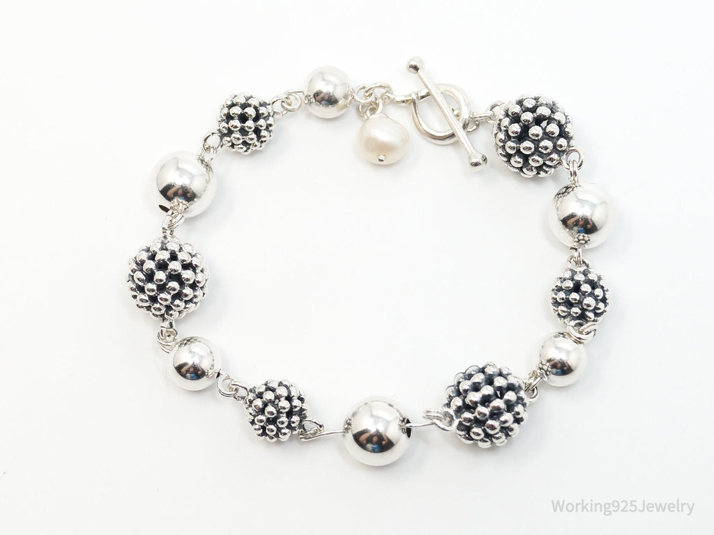 Vintage Designer Michael Dawkins Pearl Spotted Ball Sterling Silver Bracelet | Jewelry > Bracelets | Wiccan Center