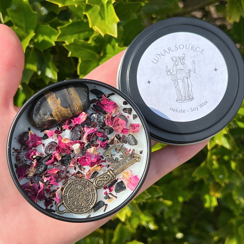 Hekate Dark Moon Goddess Candle | Hecate Witchcraft Pagan Queen Crossroad Keys Witches Witchcraft Herbal Intention Spell Ritual Altar Gift | | Wiccan Center