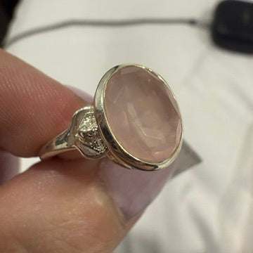 Rose Quartz Faceted Oval Ring – Sterling Silver – Size 6 | Rings | Wiccan Center