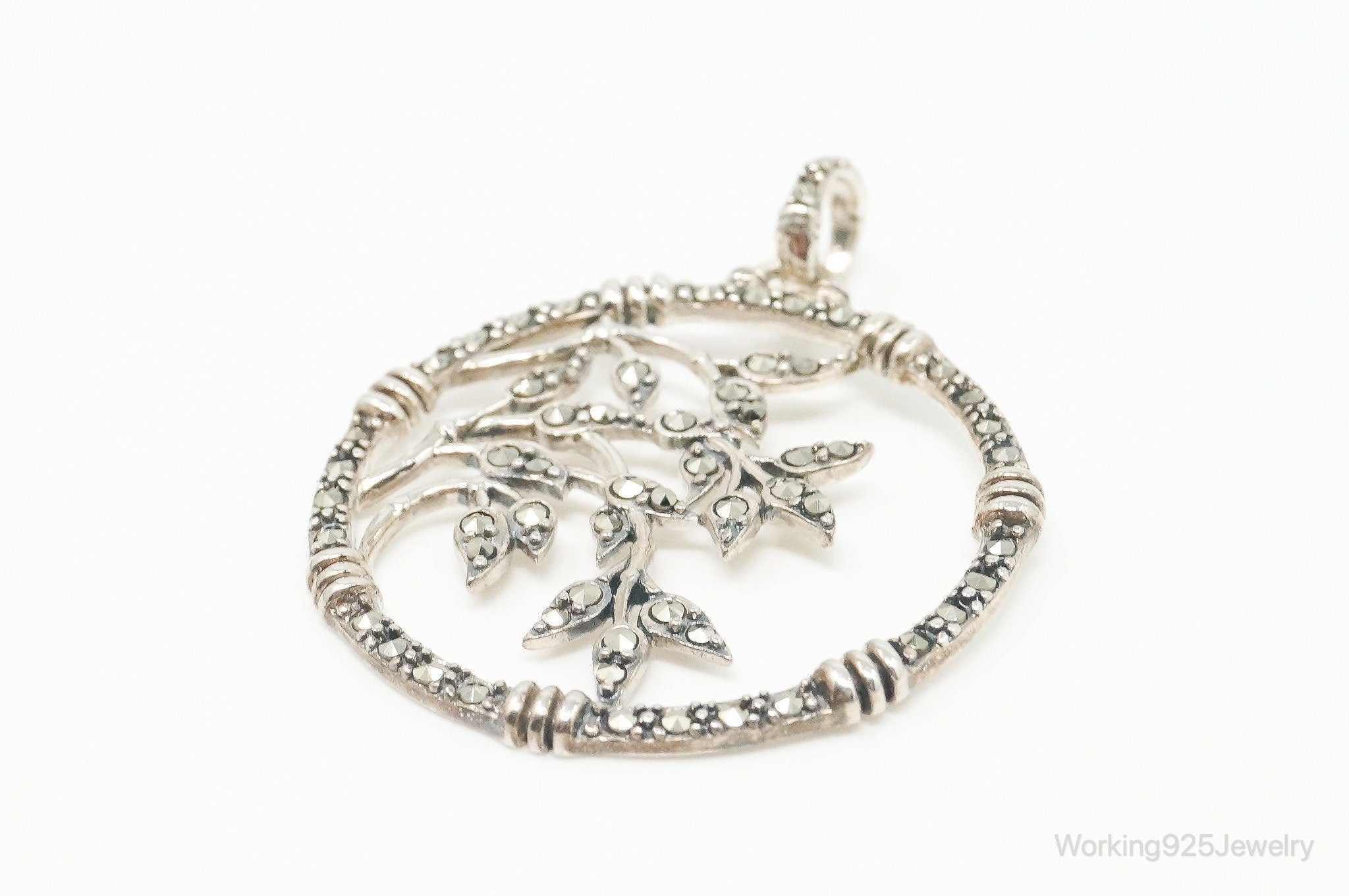 Vintage Large Marcasite Tree Limbs Sterling Silver Necklace Pendant | Jewelry > Necklaces > Pendants | Wiccan Center