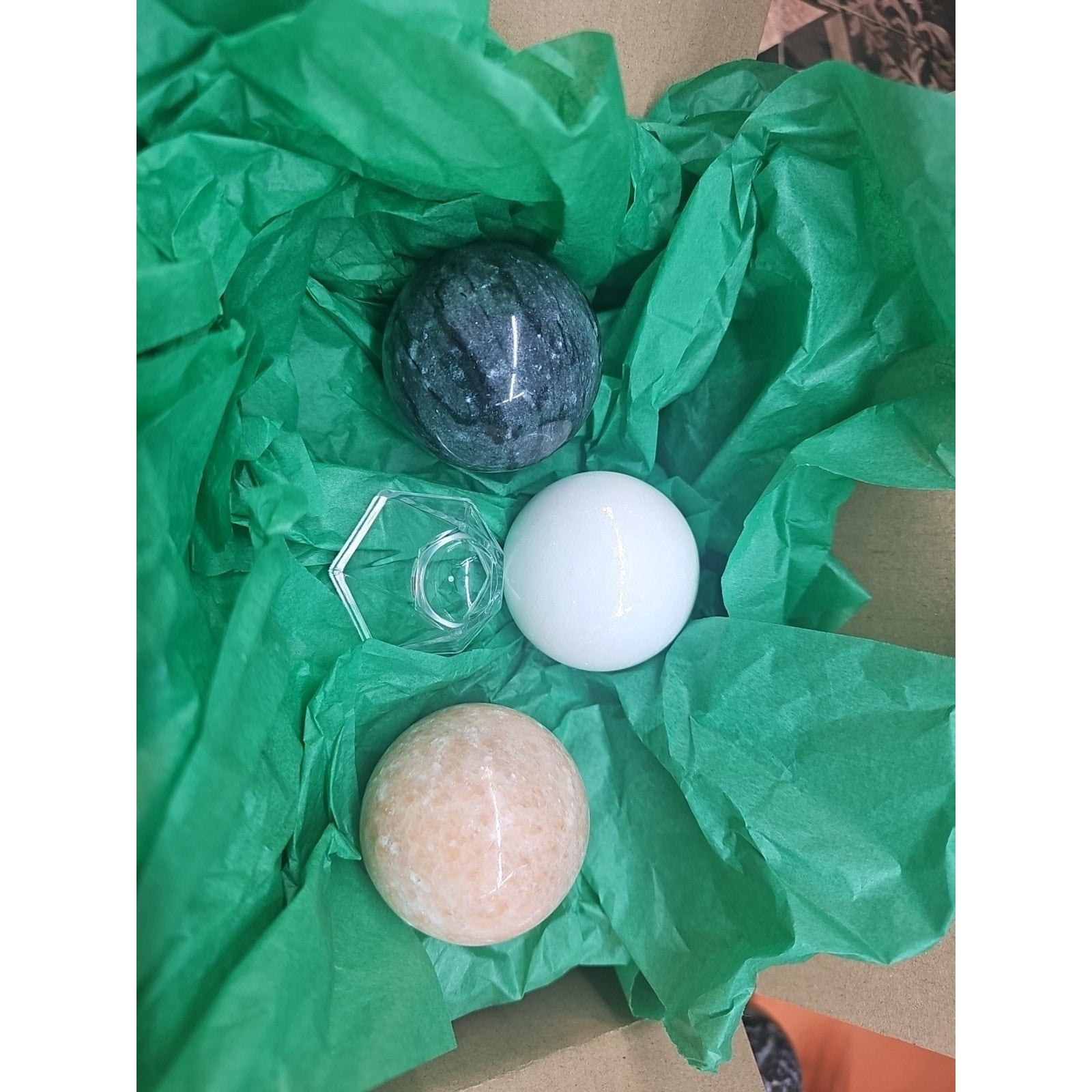 Ocean Jasper Spheres Set Of 3 Random Selection W/stands