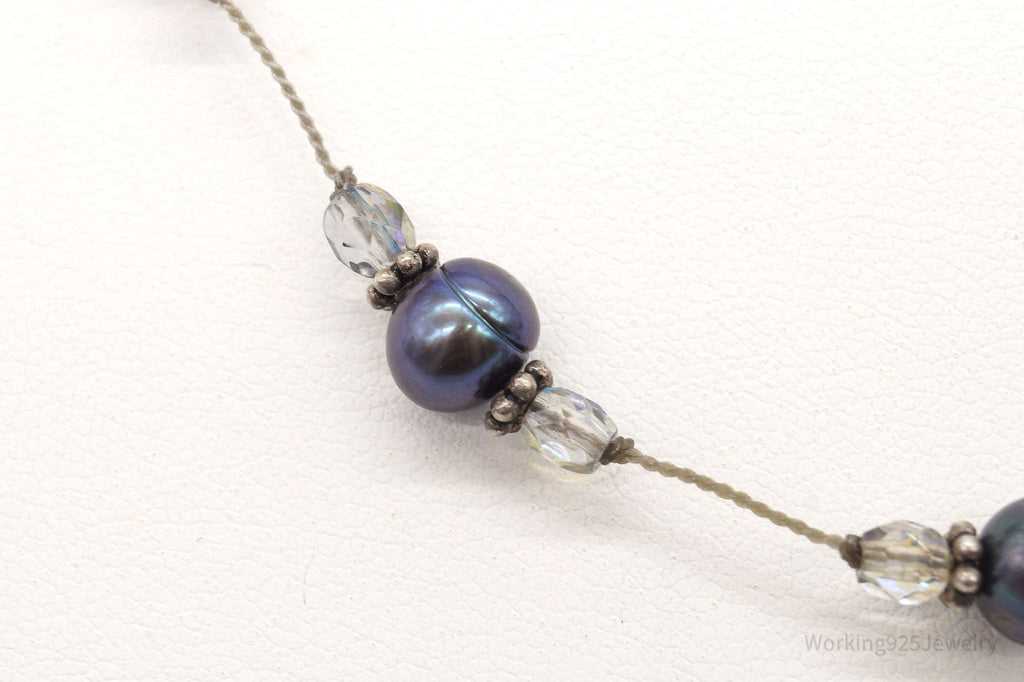 Vintage Tahitian Pearl & Glass Bead Sterling Silver String Necklace | Jewelry > Necklaces > Pendants | Wiccan Center