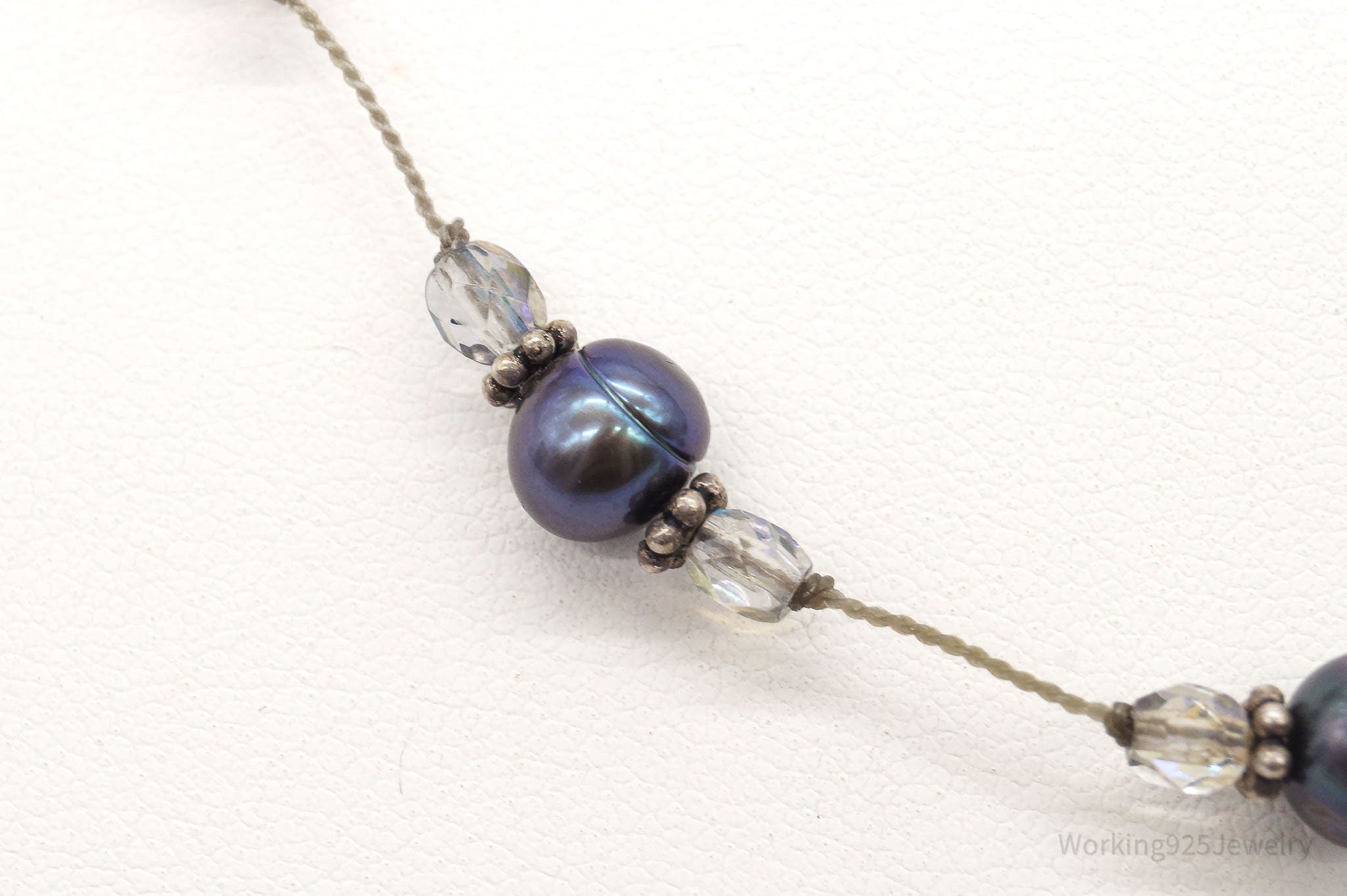 Vintage Tahitian Pearl & Glass Bead Sterling Silver String Necklace | Jewelry > Necklaces > Pendants | Wiccan Center