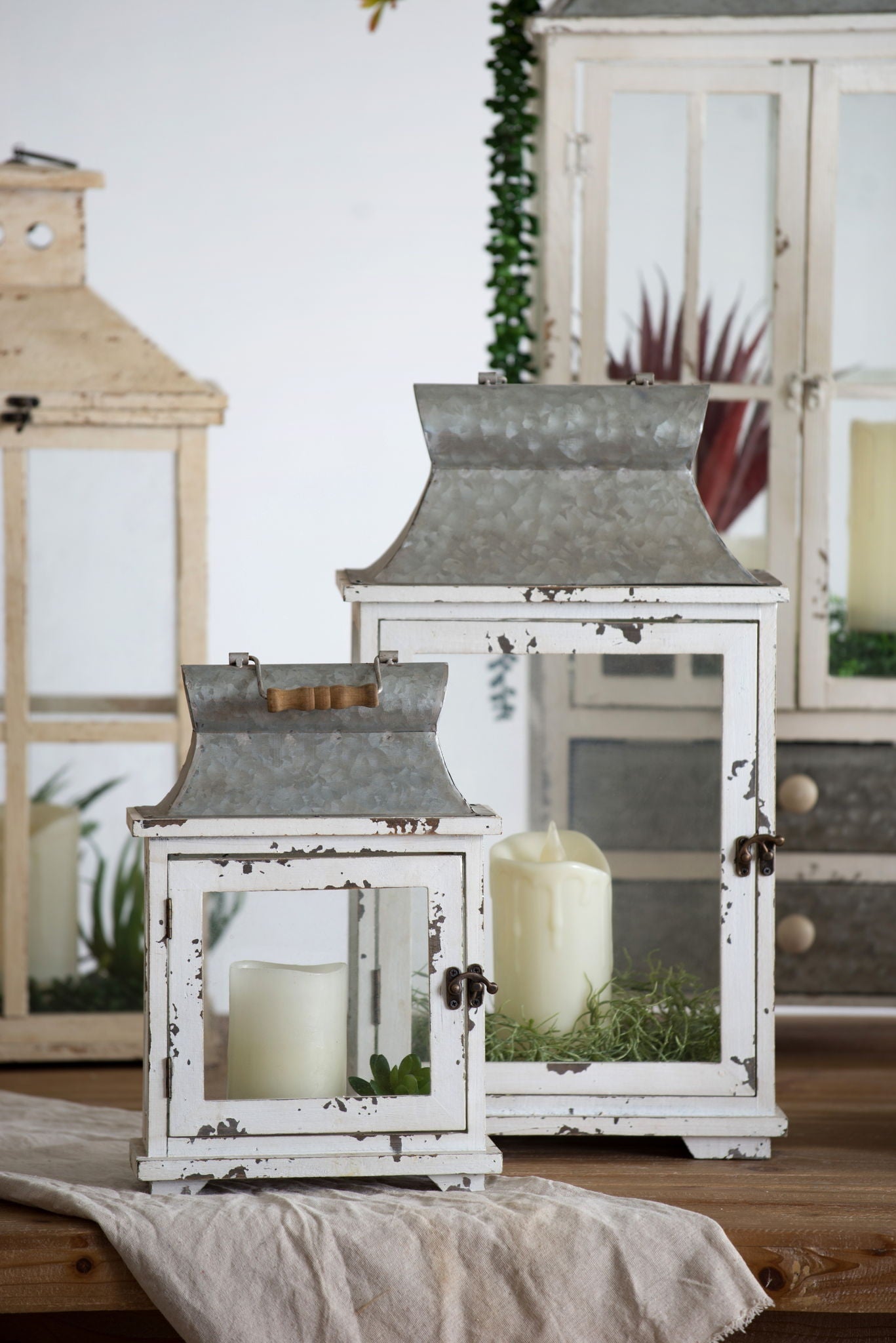 Wooden Candle Lantern Decorative Set of Two for Indoor and Outdoor Use | Lanterns | Wiccan Center