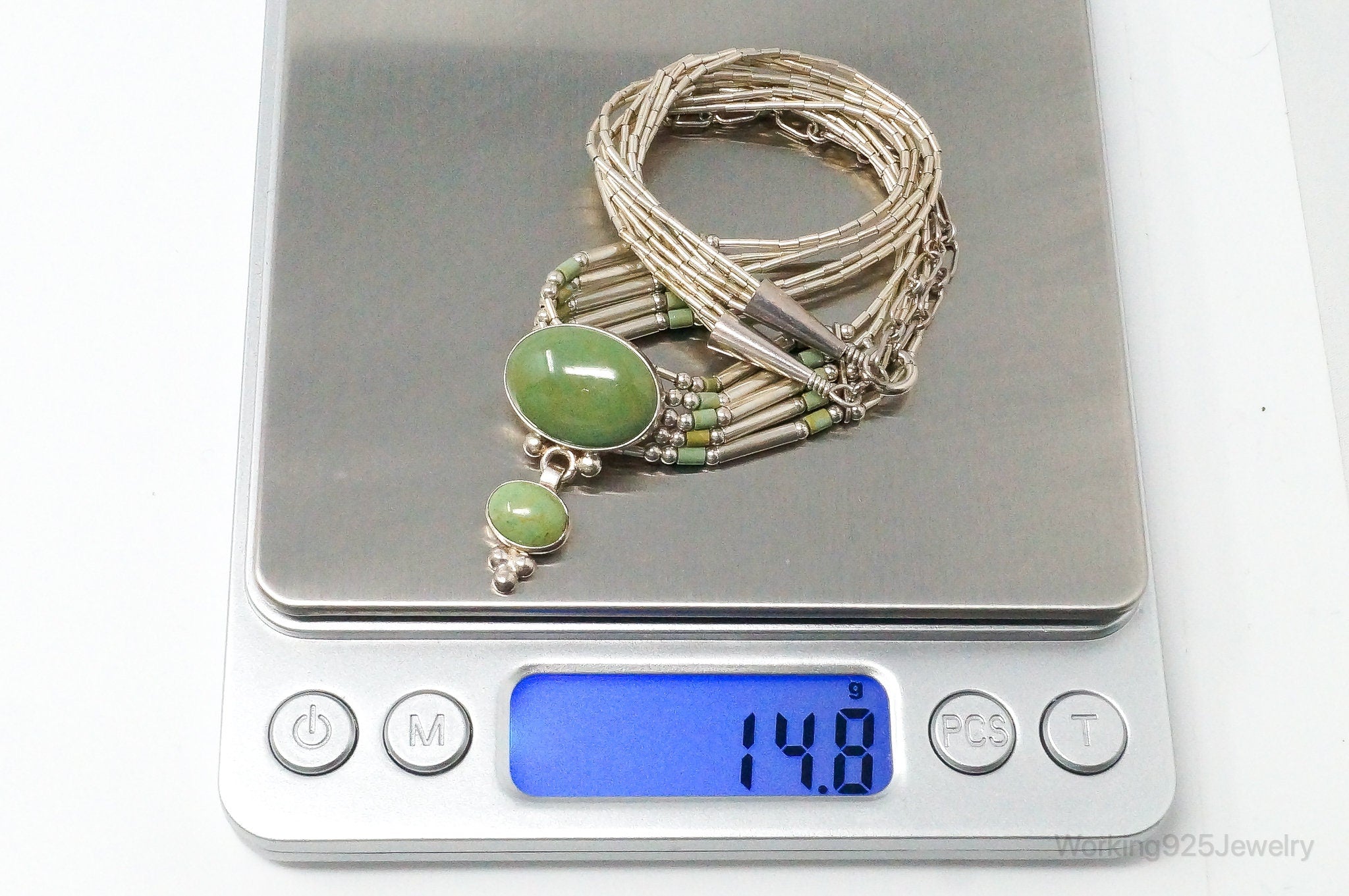 QT Turquoise Pendant On Carolyn Pollack Bead Sterling Silver Necklace Chain | Jewelry > Necklaces | Wiccan Center