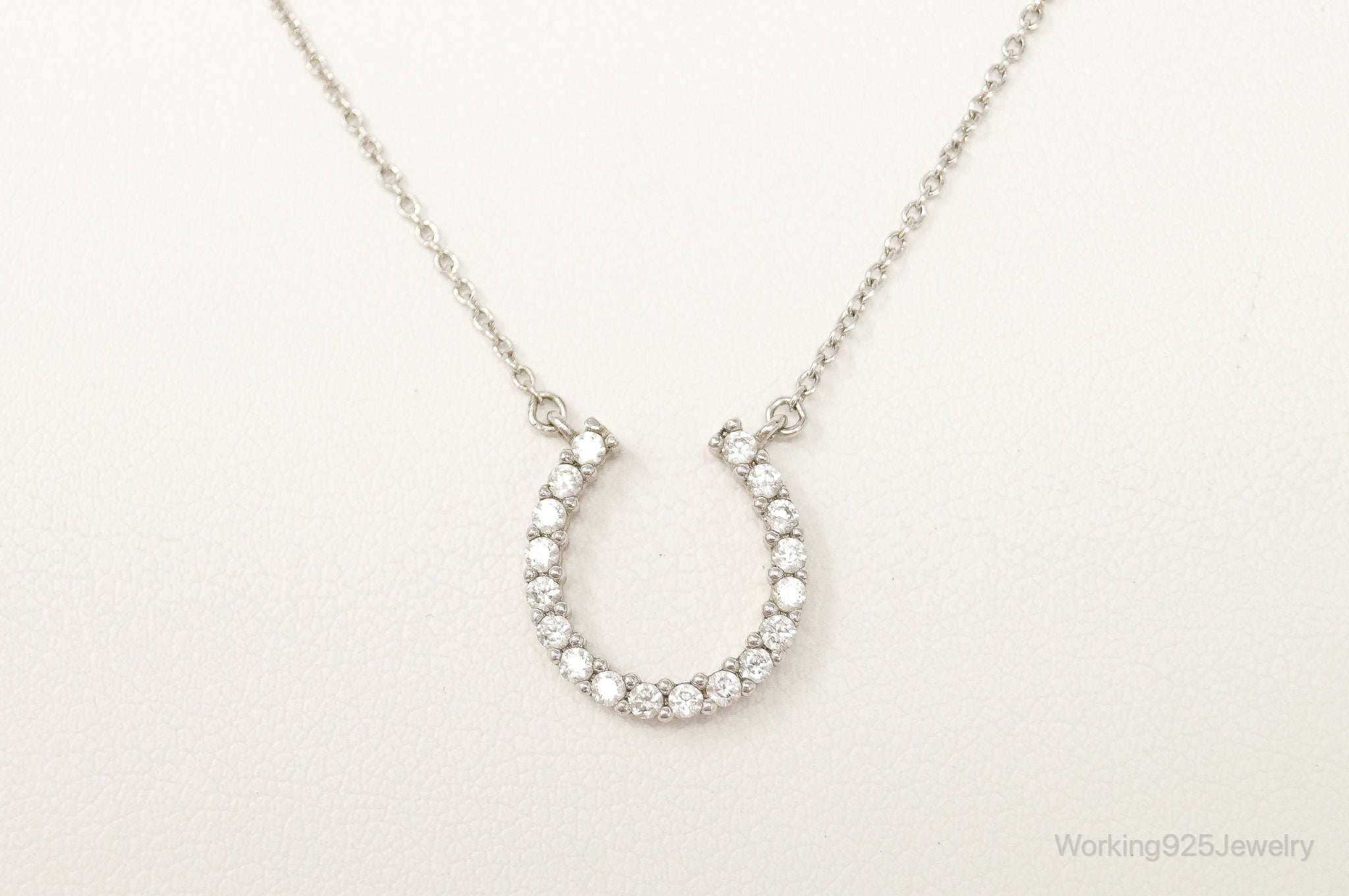 Vintage Horse Shoe Cubic Zirconia Sterling Silver Necklace | Jewelry > Necklaces > Pendants | Wiccan Center