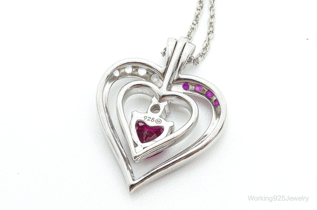 Designer Ruby Cubic Zirconia Heart Sterling Silver Necklace | Jewelry > Necklaces > Pendants | Wiccan Center