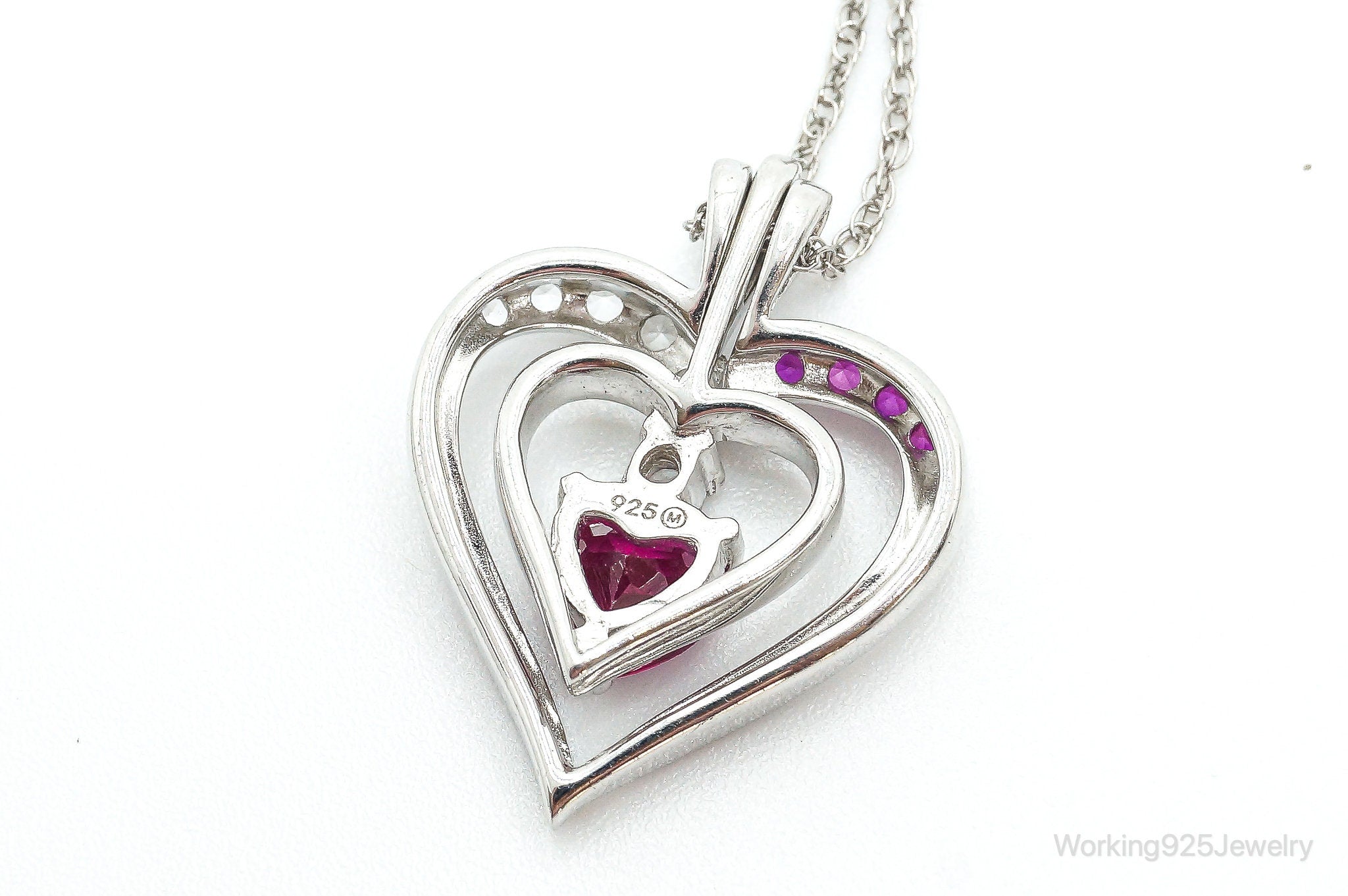 Designer Ruby Cubic Zirconia Heart Sterling Silver Necklace | Jewelry > Necklaces > Pendants | Wiccan Center