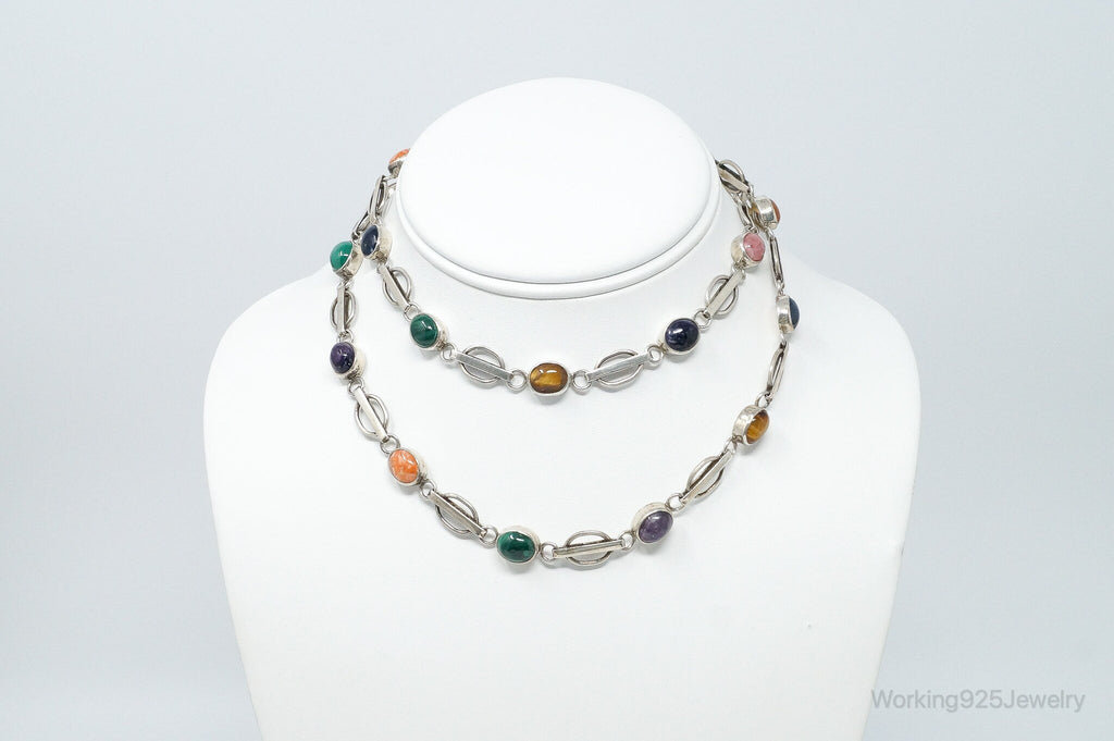 Vintage Modernist Multi Gem Sterling Silver Necklace | Jewelry > Necklaces > Pendants | Wiccan Center