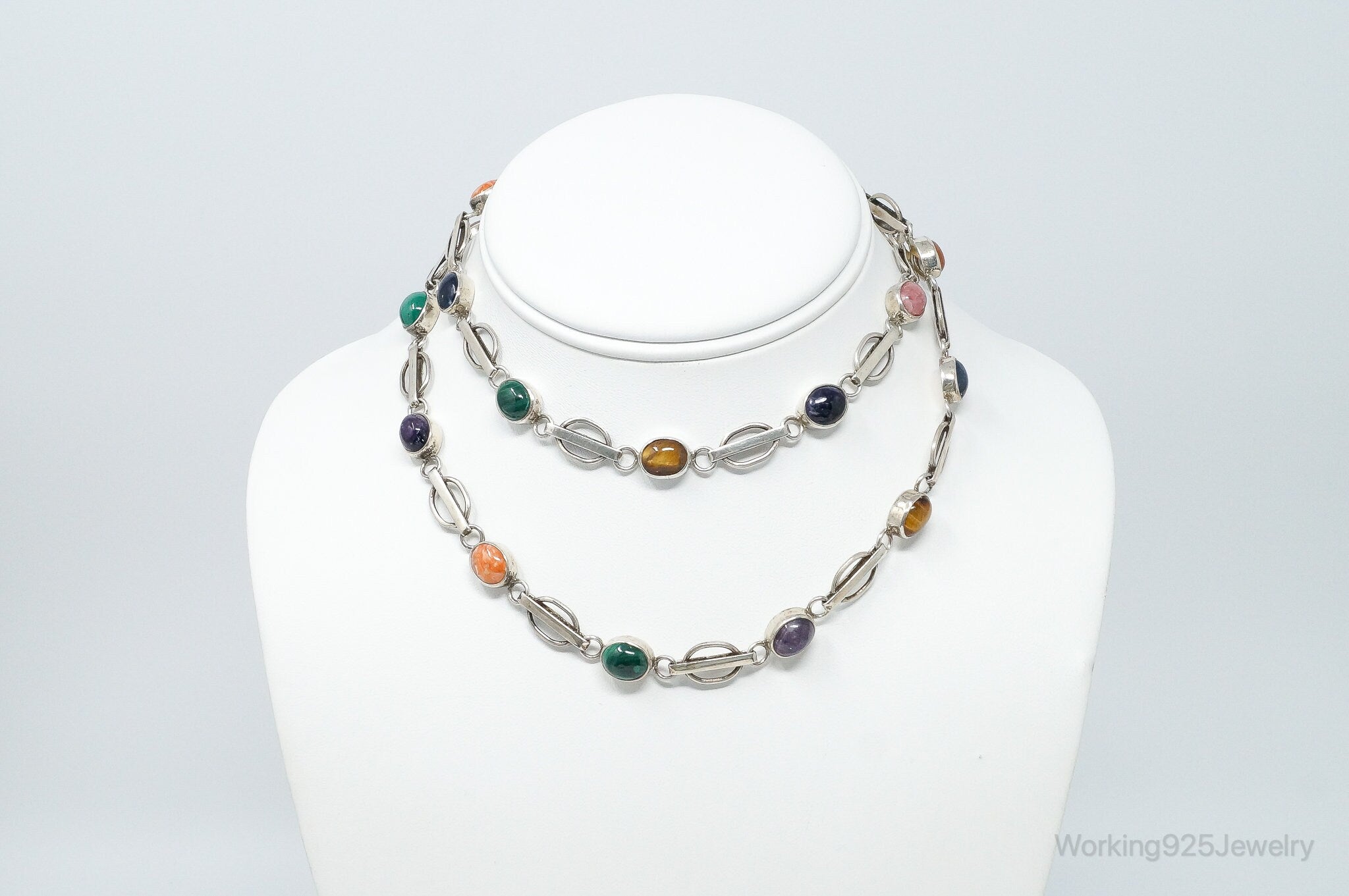 Vintage Modernist Multi Gem Sterling Silver Necklace | Jewelry > Necklaces > Pendants | Wiccan Center