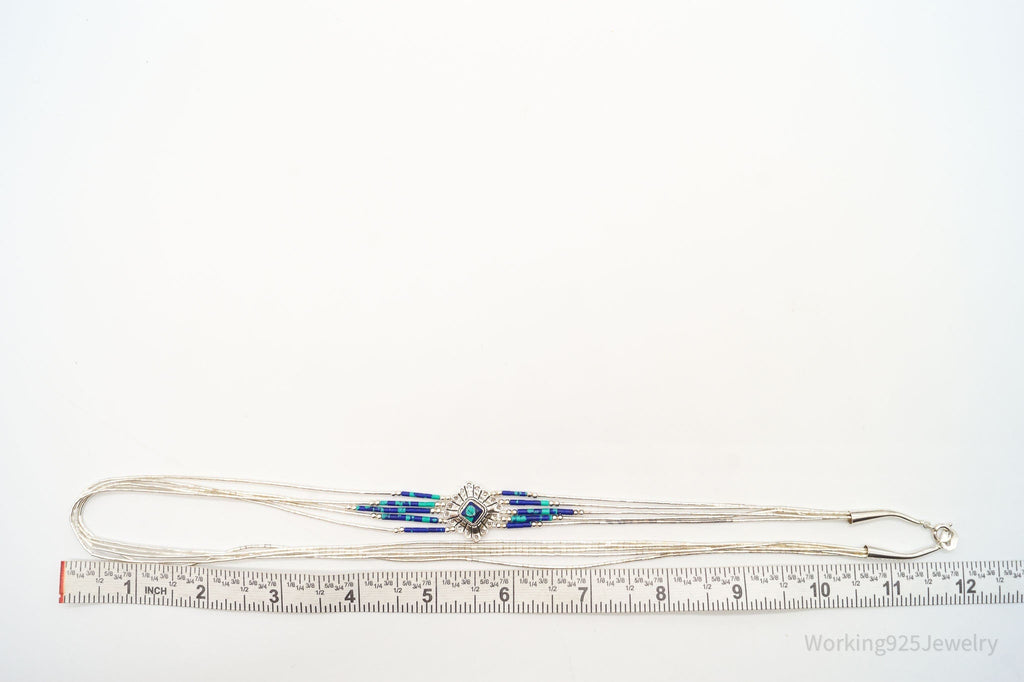 Vintage Native American Azurite Bead Concho Sterling Silver Chain Necklace | Jewelry > Necklaces | Wiccan Center