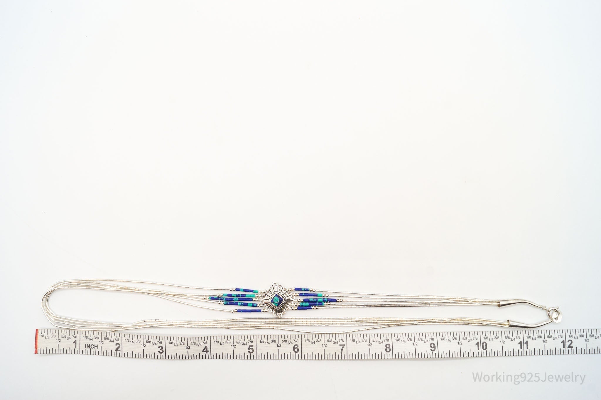 Vintage Native American Azurite Bead Concho Sterling Silver Chain Necklace | Jewelry > Necklaces | Wiccan Center
