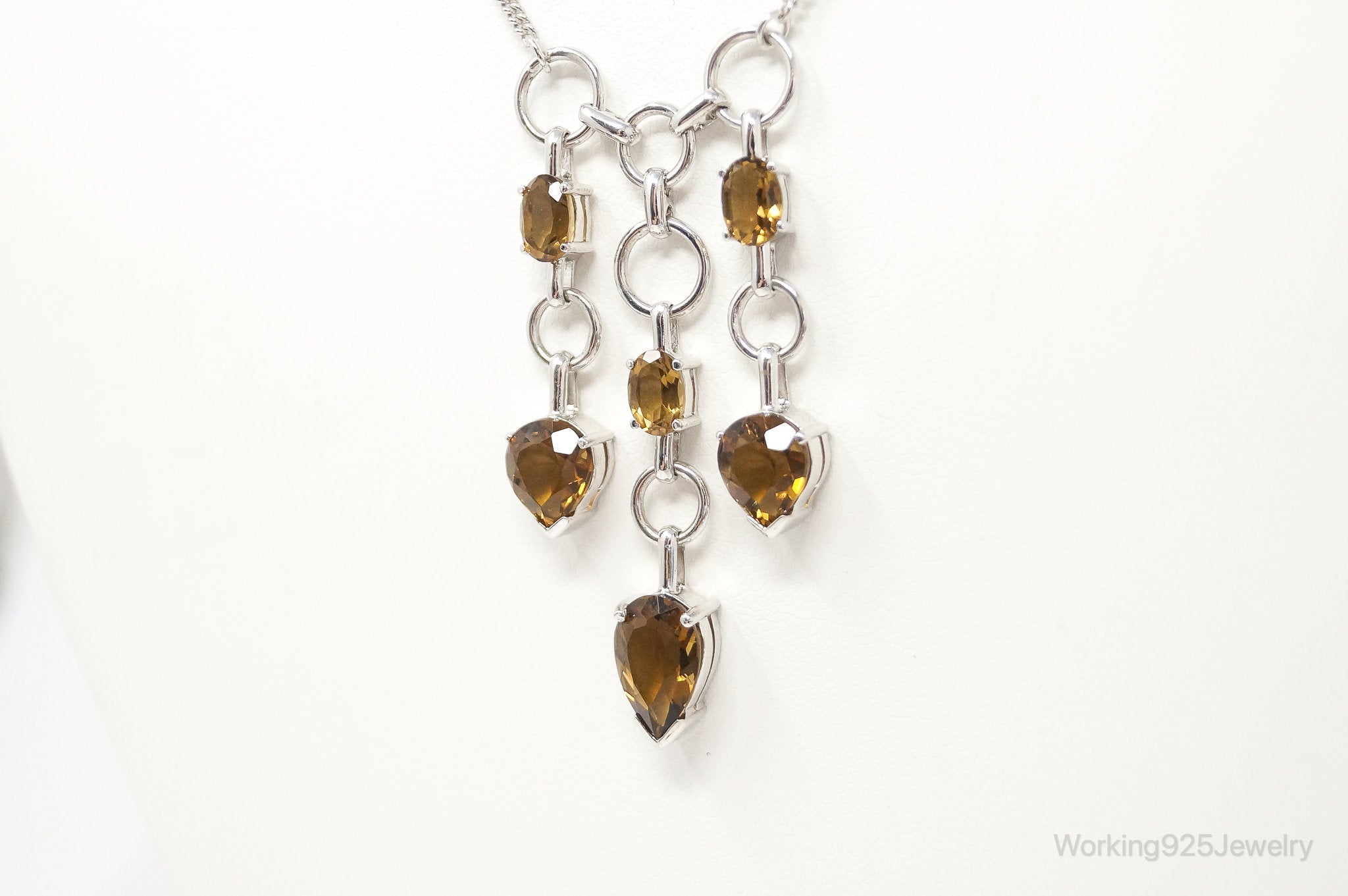Vintage Smoky Topaz Modernist Sterling Silver Necklace | Jewelry > Necklaces > Pendants | Wiccan Center