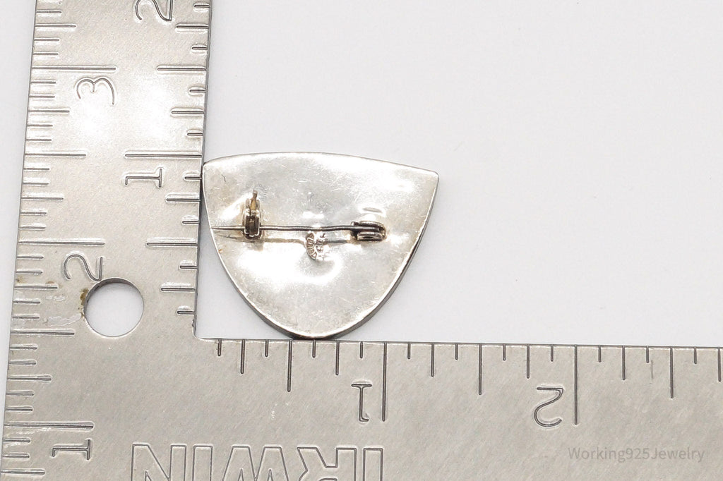 Large Vintage Mexico Warrior Tribal Mask Sterling Silver Two Tone Brooch Pin | Jewelry > Brooches, Pins & Clips | Wiccan Center
