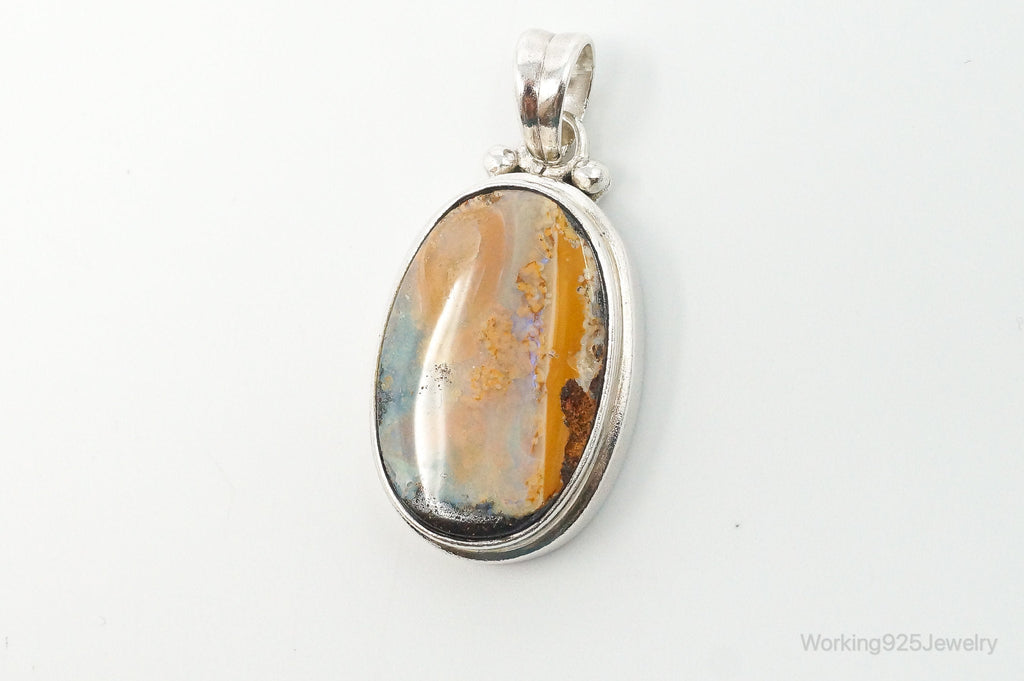 Large Vintage Opalized Agate Sterling Silver Necklace Pendant | Jewelry > Necklaces > Pendants | Wiccan Center