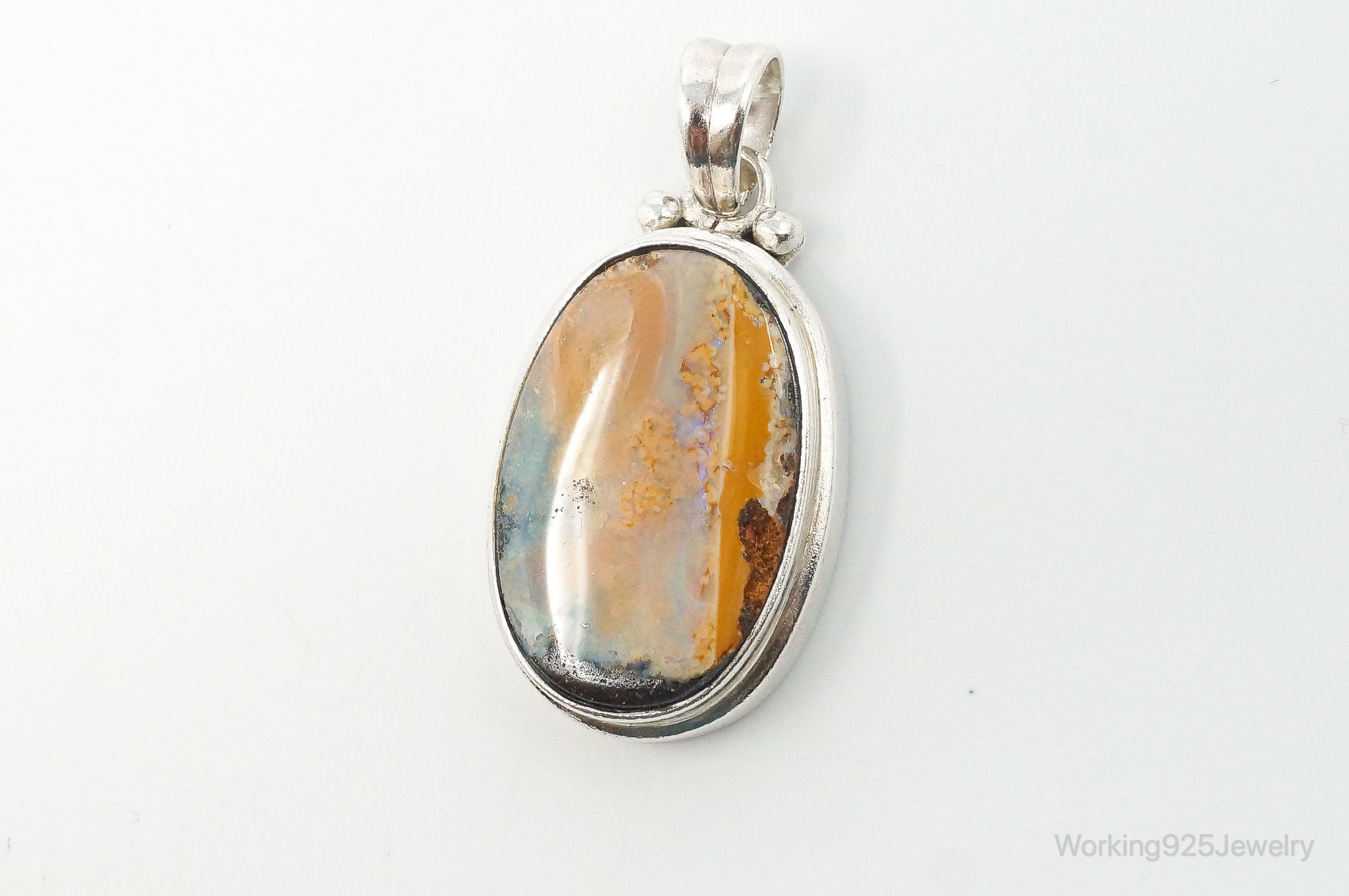 Large Vintage Opalized Agate Sterling Silver Necklace Pendant | Jewelry > Necklaces > Pendants | Wiccan Center