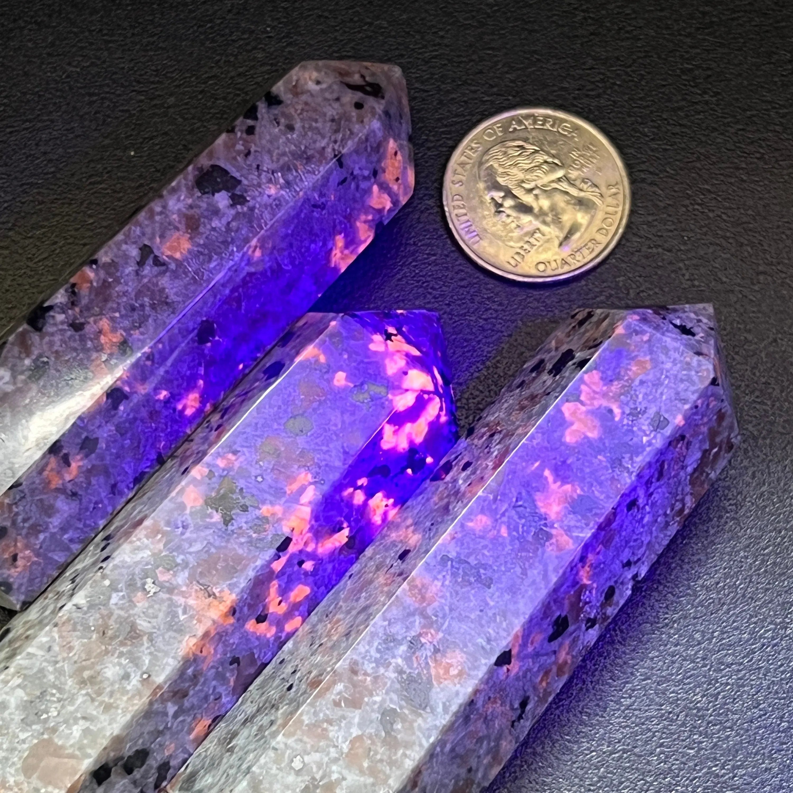 Syenite Standing Point Obelisk Tower (UV Reactive) Carving Gemstone Statue Home Decor Supply | Home & Living > Home Decor > Home Accents > Rocks & Geodes | Wiccan Center