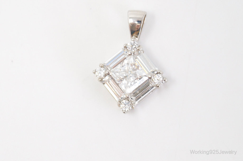 Vintage Art Deco Cubic Zirconia Sterling Silver Necklace Pendant | Jewelry > Necklaces > Pendants | Wiccan Center