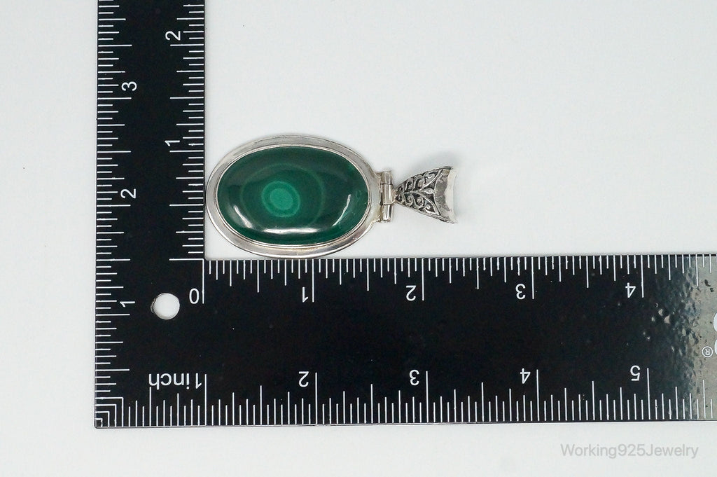 Large Vintage Malachite Sterling Silver Necklace Pendant | Jewelry > Necklaces > Pendants | Wiccan Center