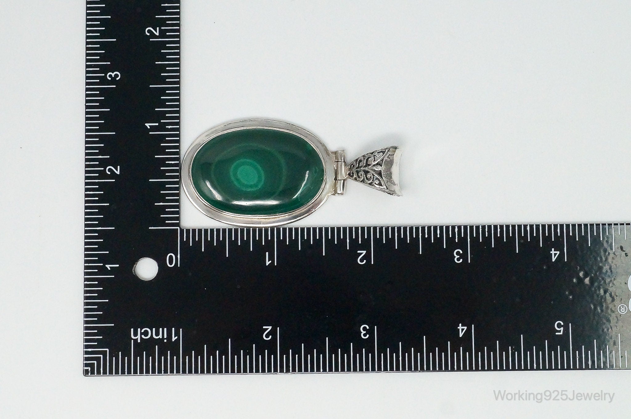 Large Vintage Malachite Sterling Silver Necklace Pendant | Jewelry > Necklaces > Pendants | Wiccan Center
