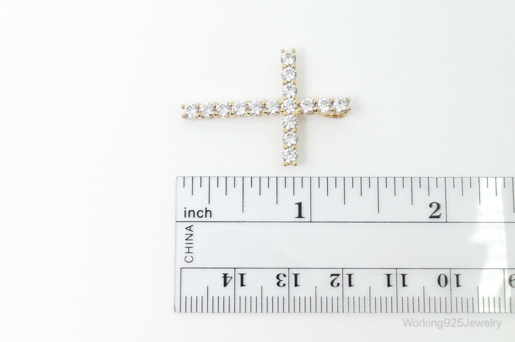 Vintage Cubic Zirconia Gold Vermeil Cross Sterling Silver Pendant | Jewelry > Necklaces > Pendants | Wiccan Center
